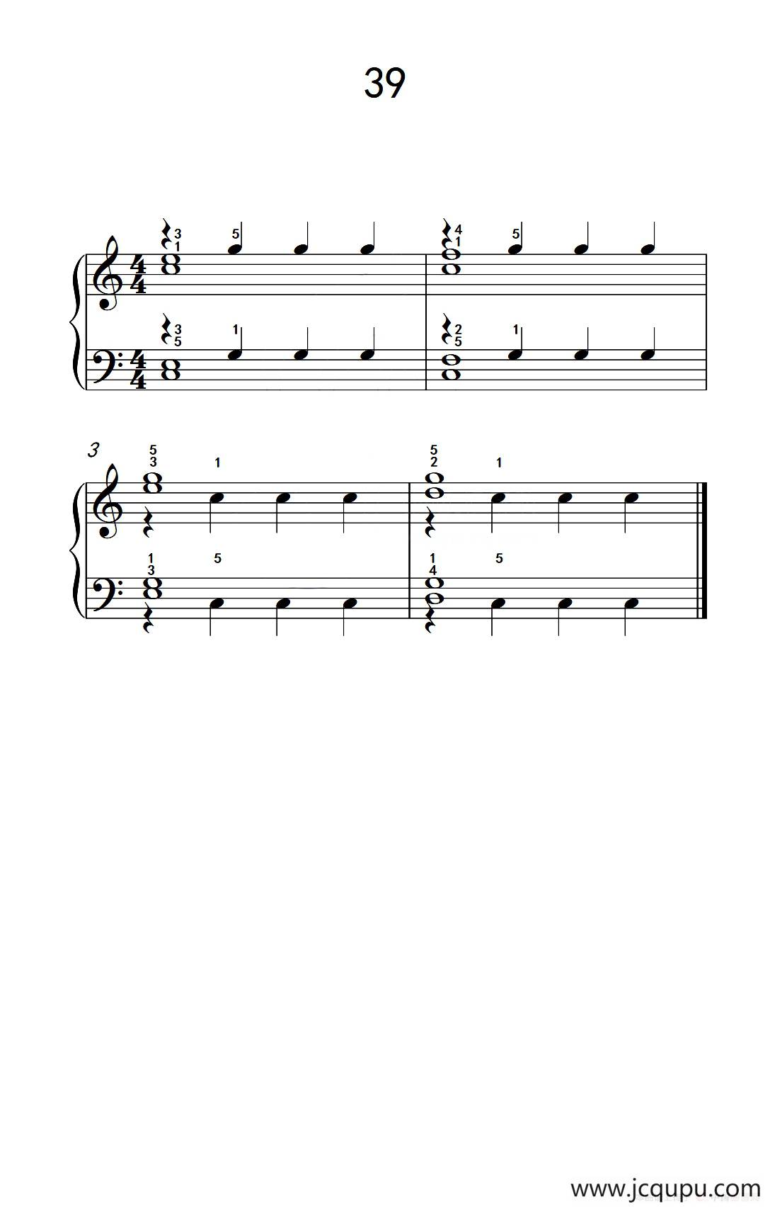 加强手指独立性的练习 39（儿童钢琴手指练习 2）简谱