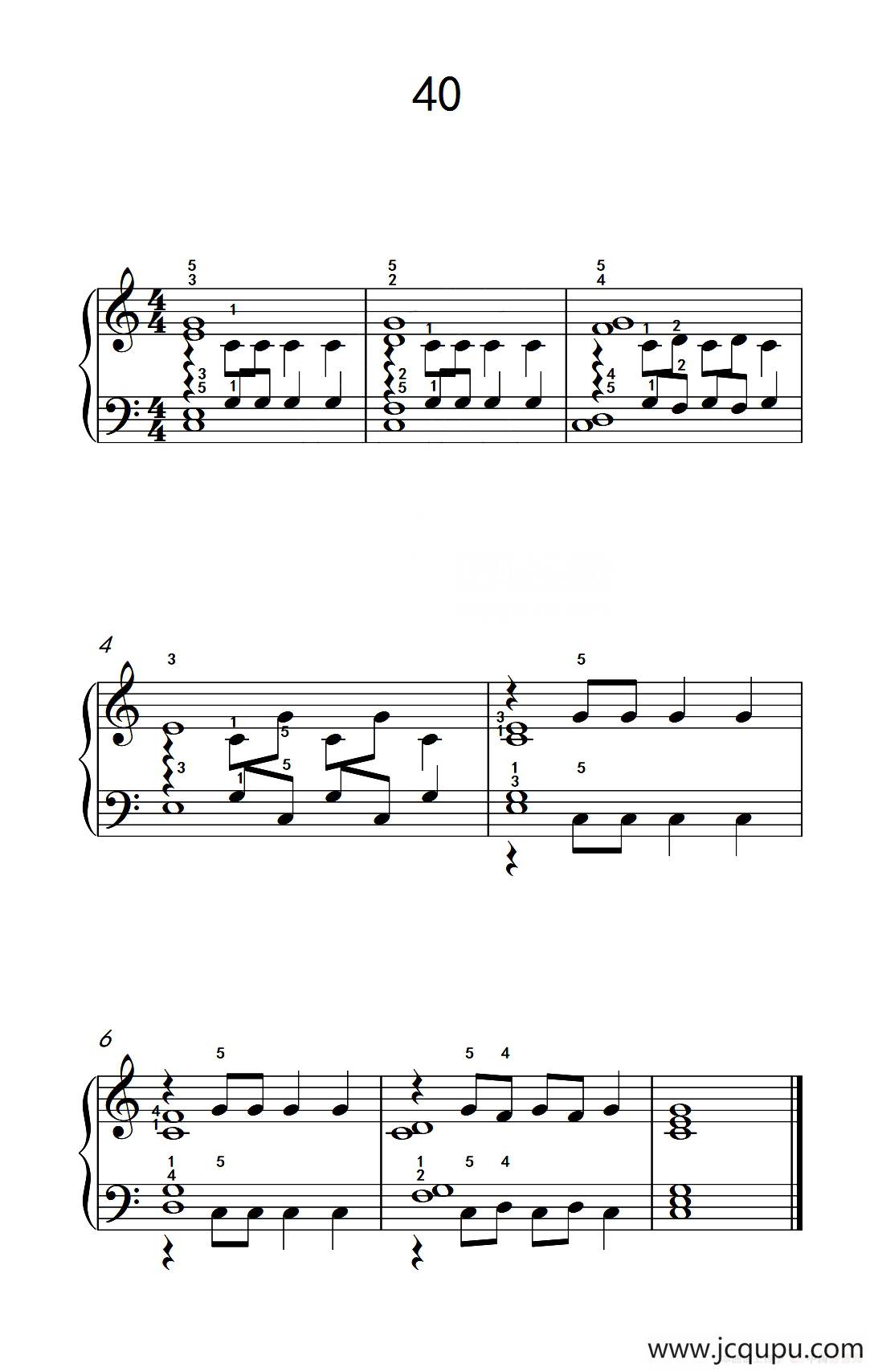 加强手指独立性的练习 40（儿童钢琴手指练习 2）简谱