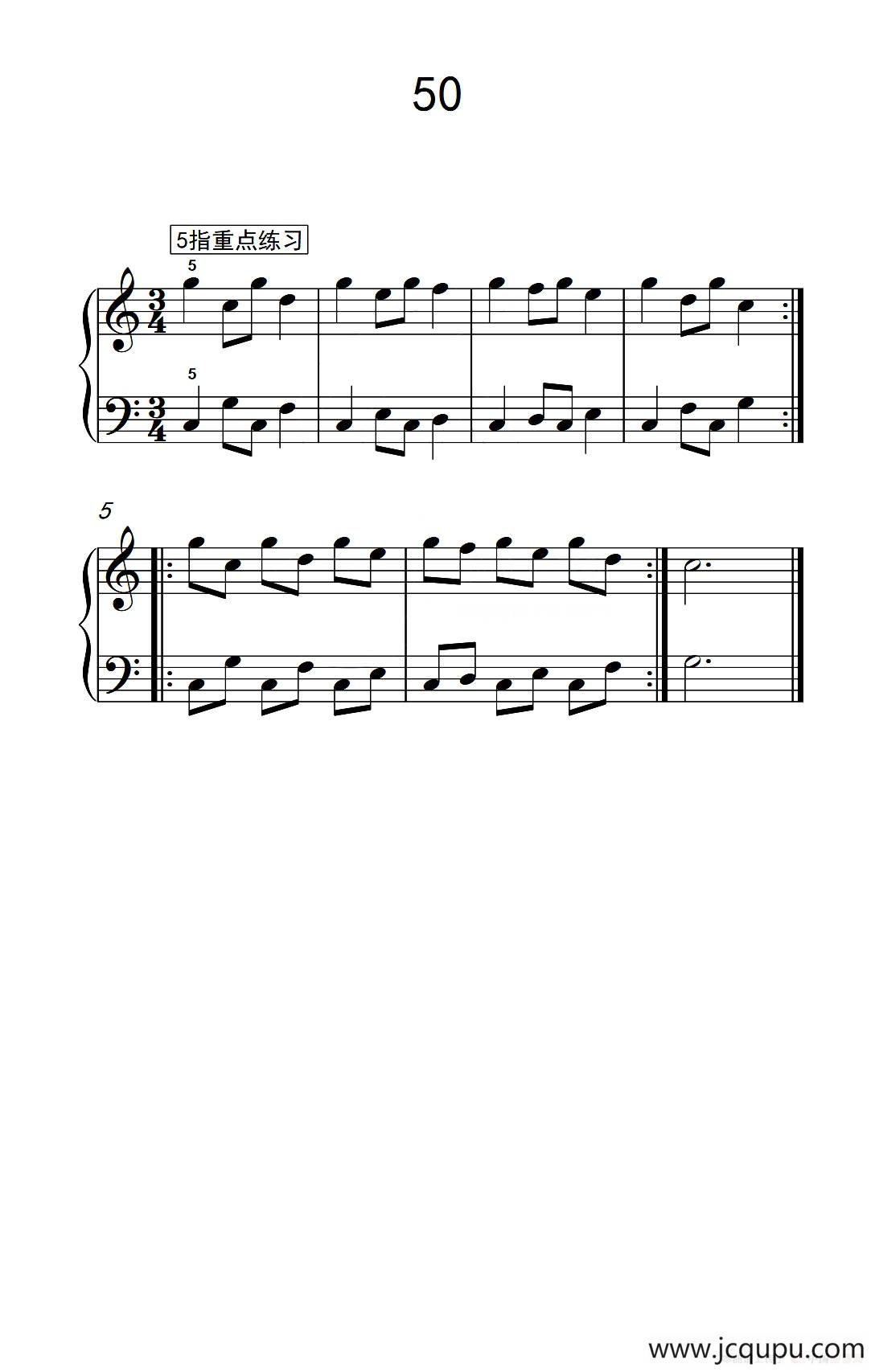 分指重点练习 50（儿童钢琴手指练习 2）简谱