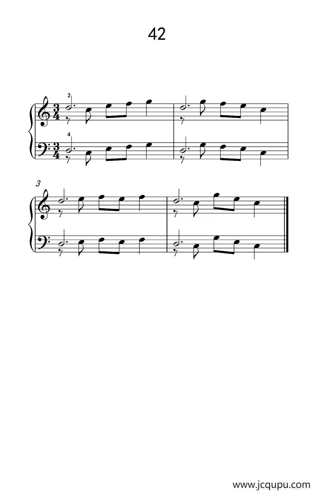 加强手指独立性的练习 42（儿童钢琴手指练习 2）简谱