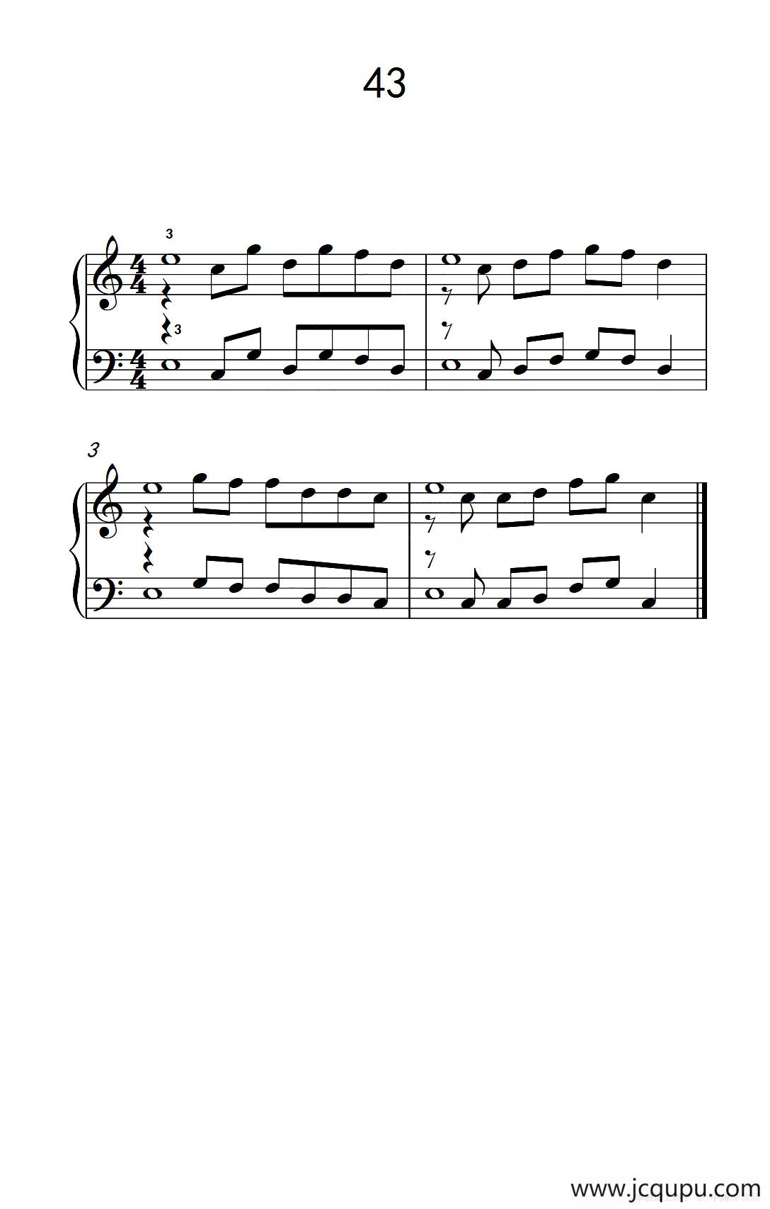 加强手指独立性的练习 43（儿童钢琴手指练习 2）简谱