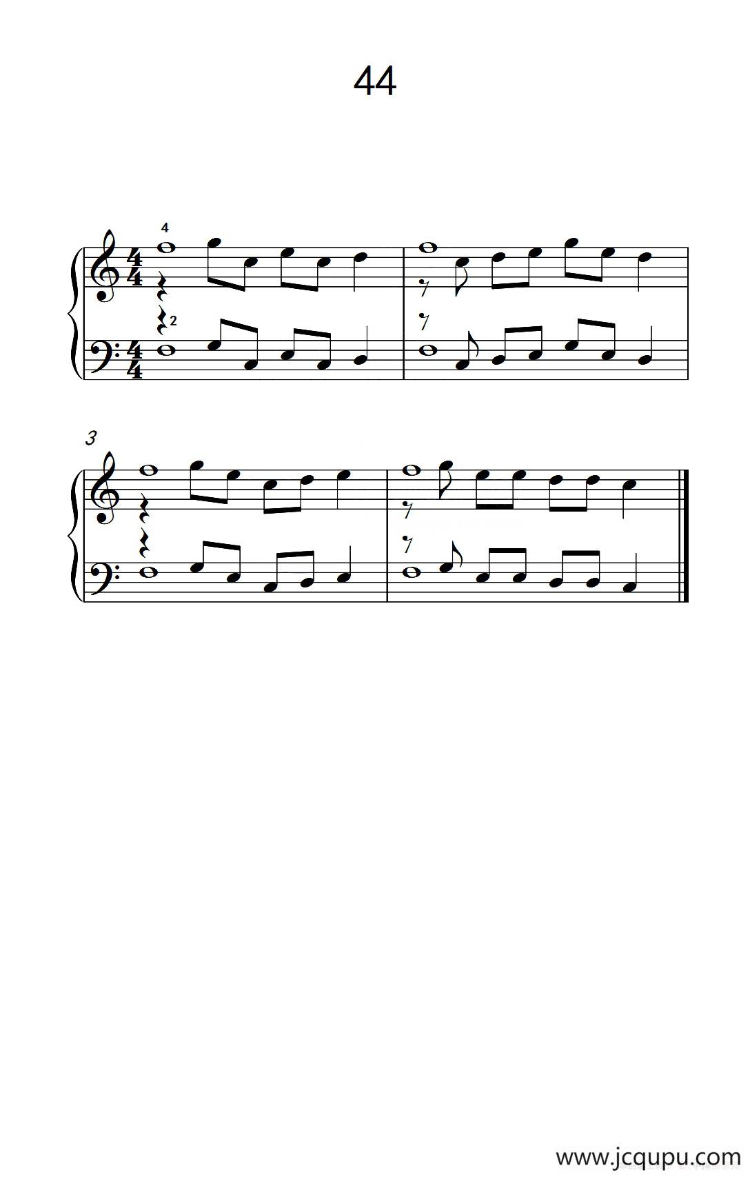 加强手指独立性的练习 44（儿童钢琴手指练习 2）简谱