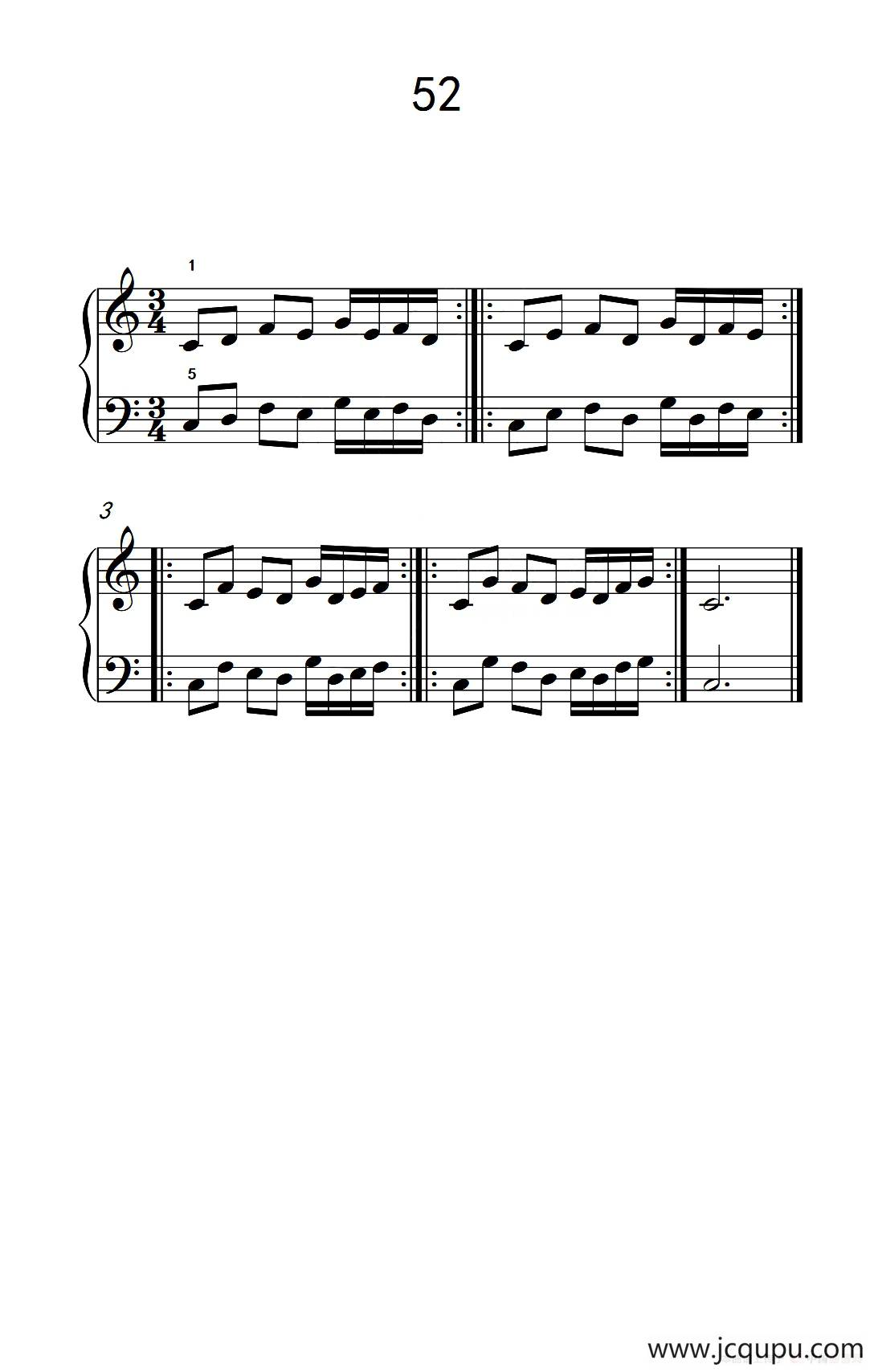 均匀性和灵活性的练习 52（儿童钢琴手指练习 2）简谱
