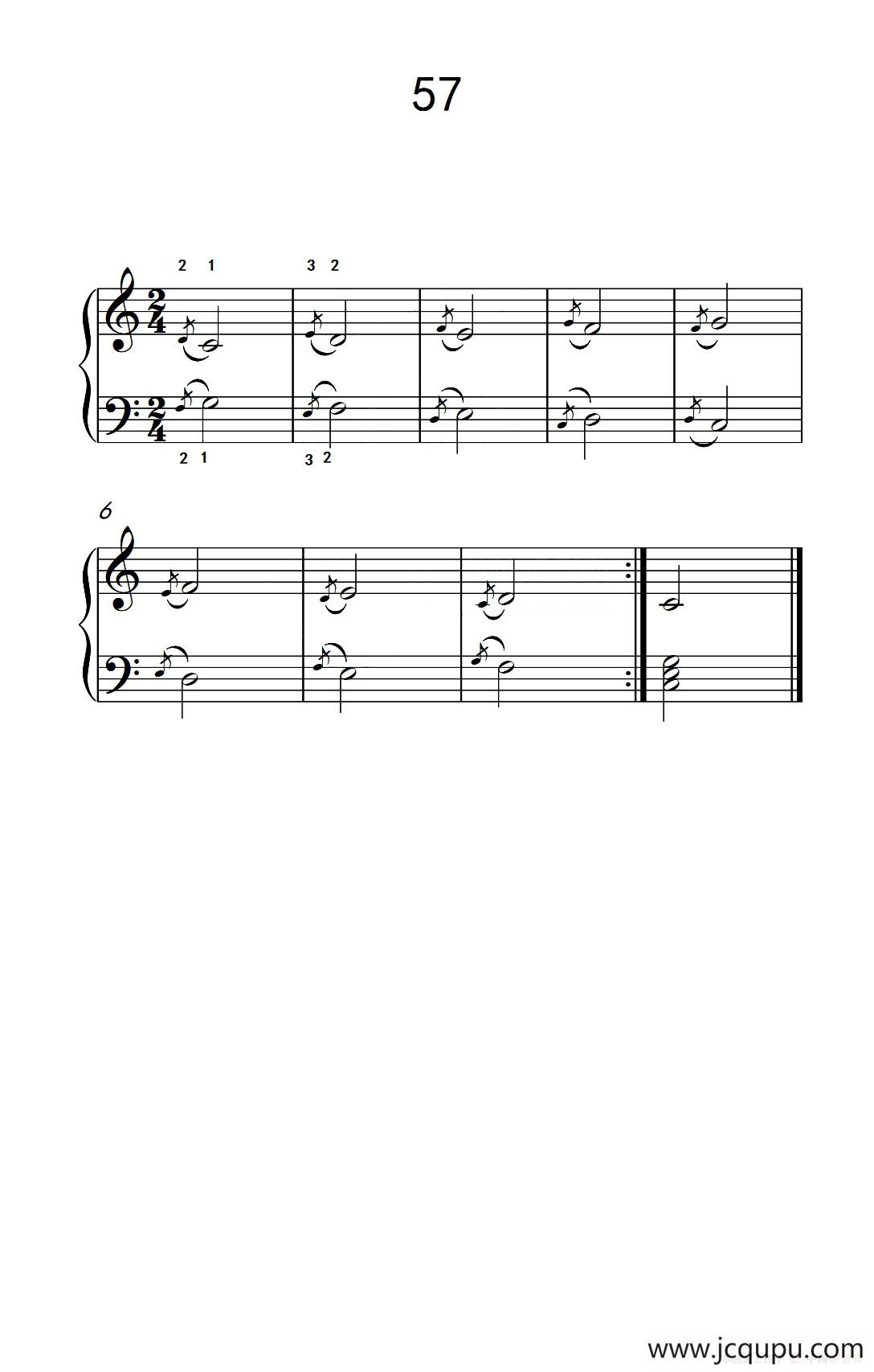 装饰音练习 57（儿童钢琴手指练习 2）简谱