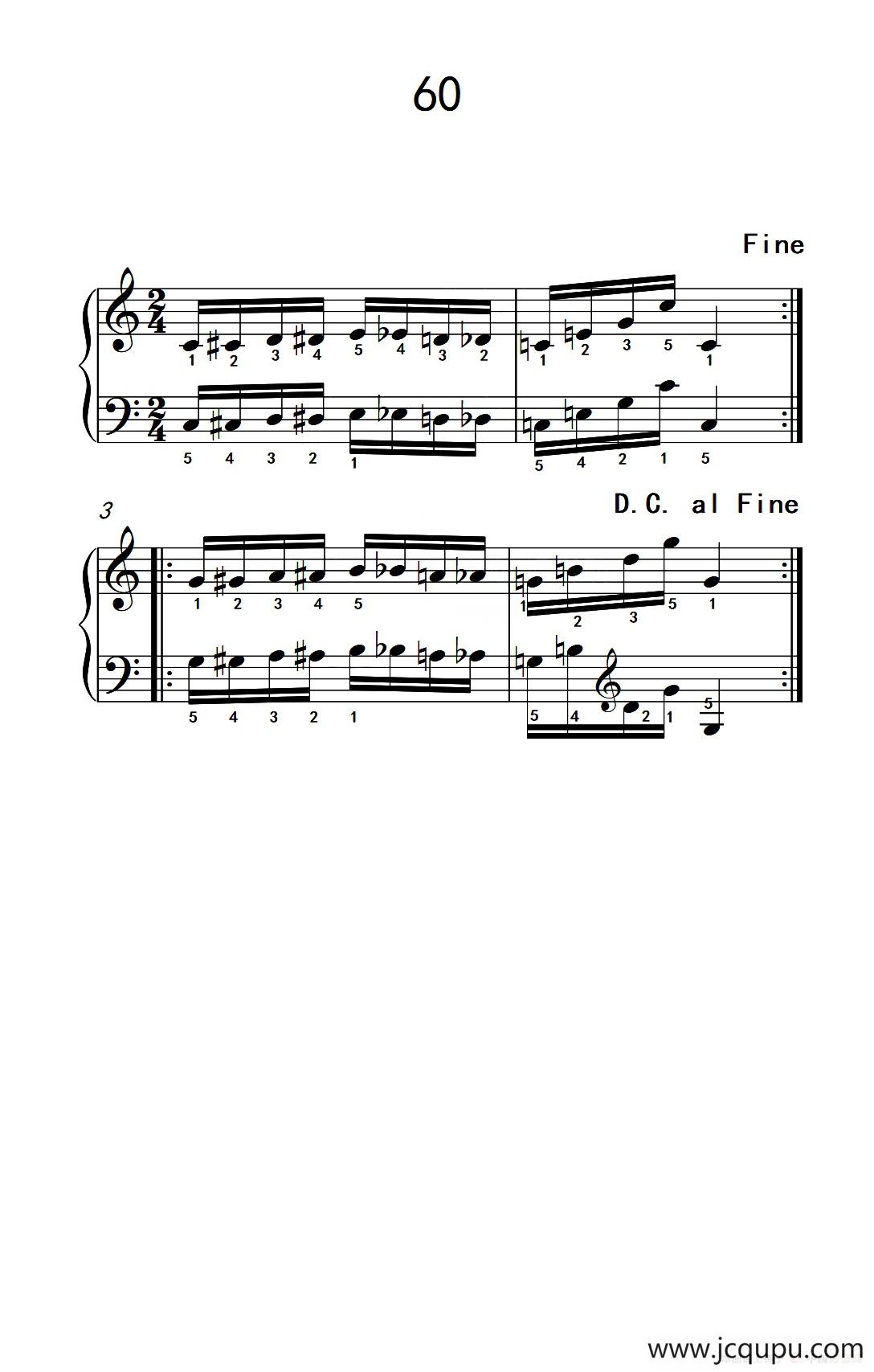 手指伸张及收缩的练习 60（儿童钢琴手指练习 2）简谱