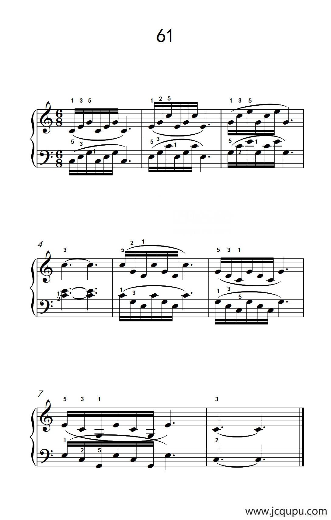 用手臂及手腕带动手指的练习 61（儿童钢琴手指练习 2）简谱