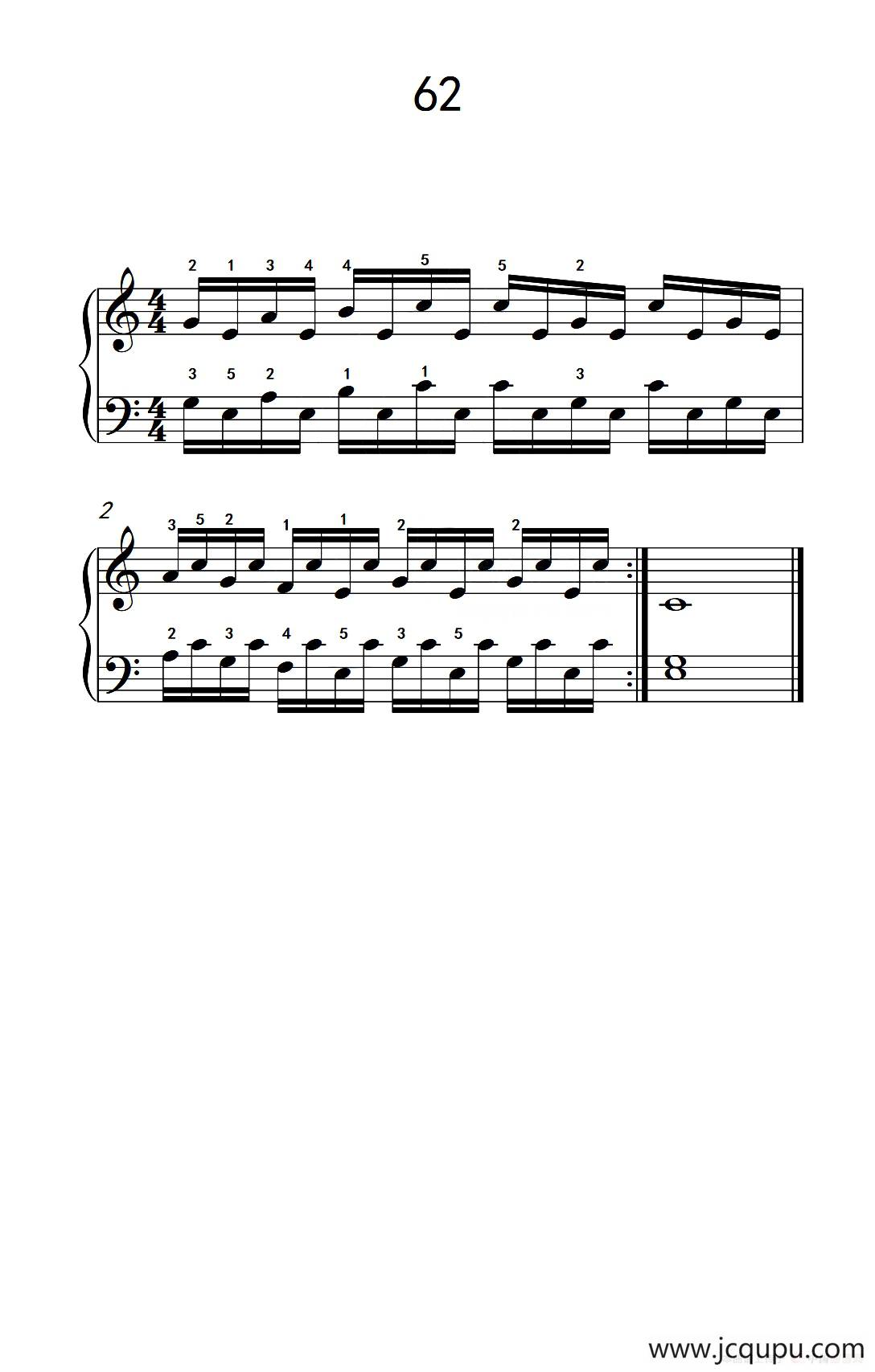 用手臂及手腕带动手指的练习 62（儿童钢琴手指练习 2）简谱