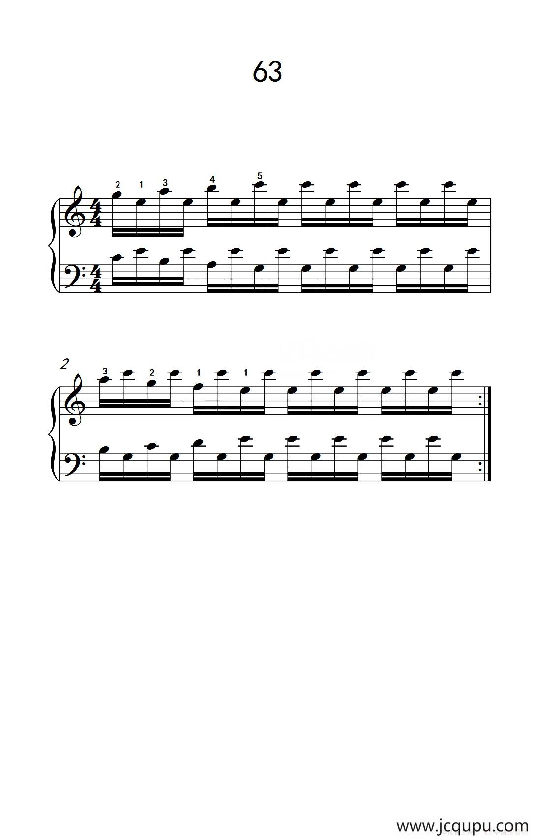 用手臂及手腕带动手指的练习 63（儿童钢琴手指练习 2）简谱