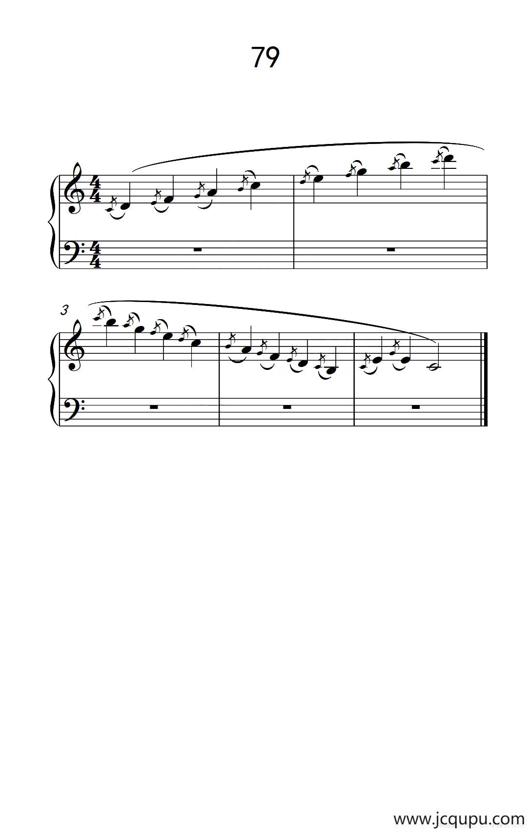 使大指灵活转动的单手练习 79（儿童钢琴手指练习 2）简谱