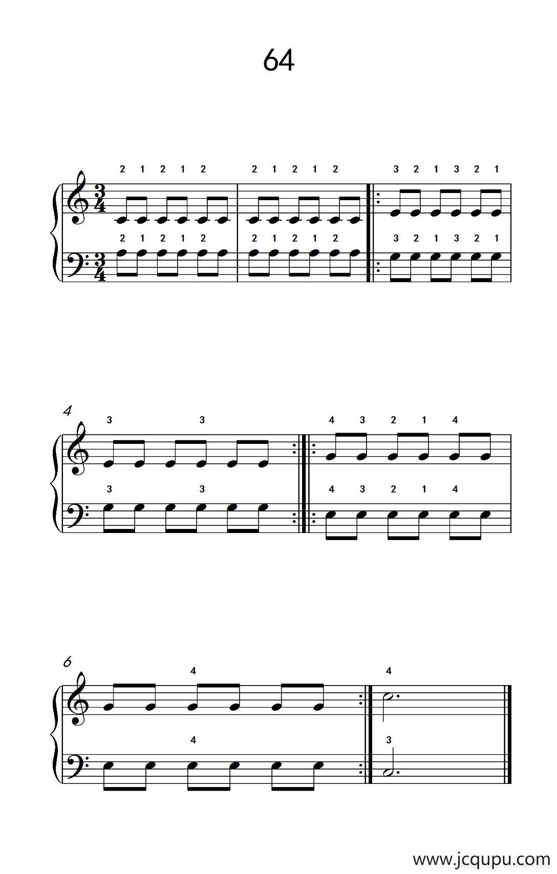 增强手腕及手指弹性的轮指练习 64（儿童钢琴手指练习 2）简谱