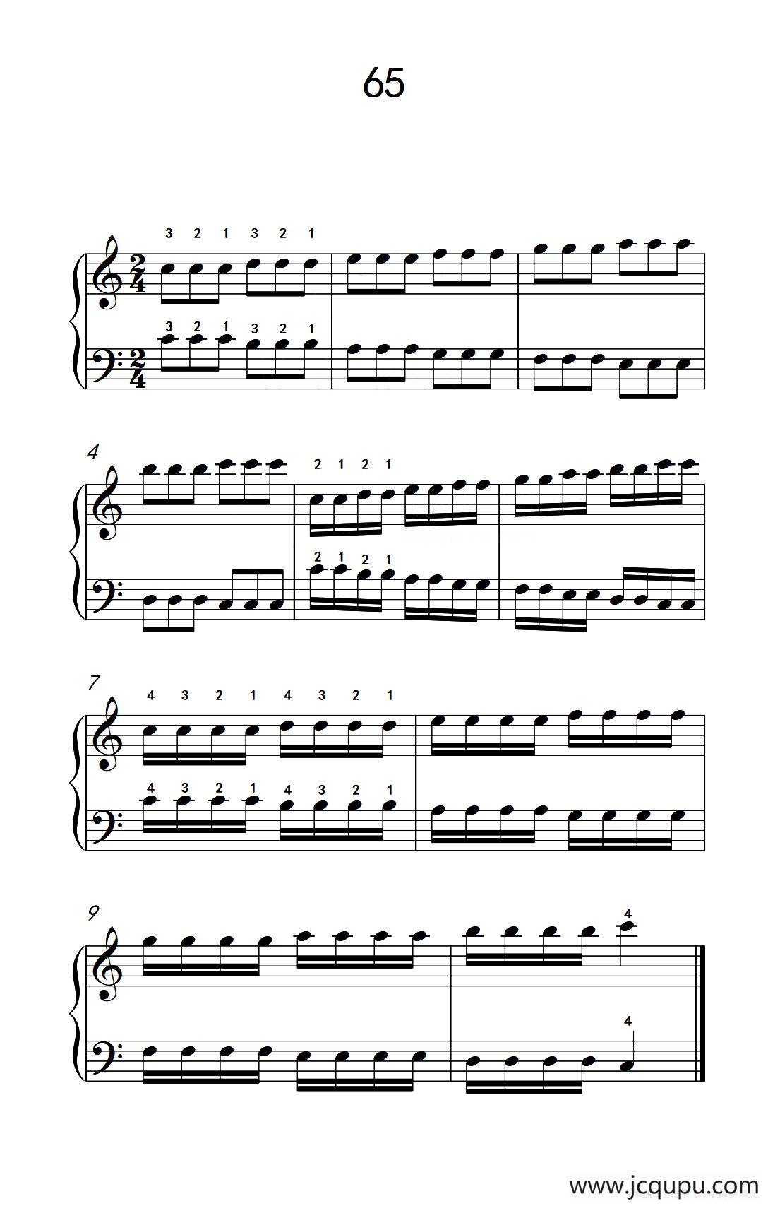 增强手腕及手指弹性的轮指练习 65（儿童钢琴手指练习 2）简谱