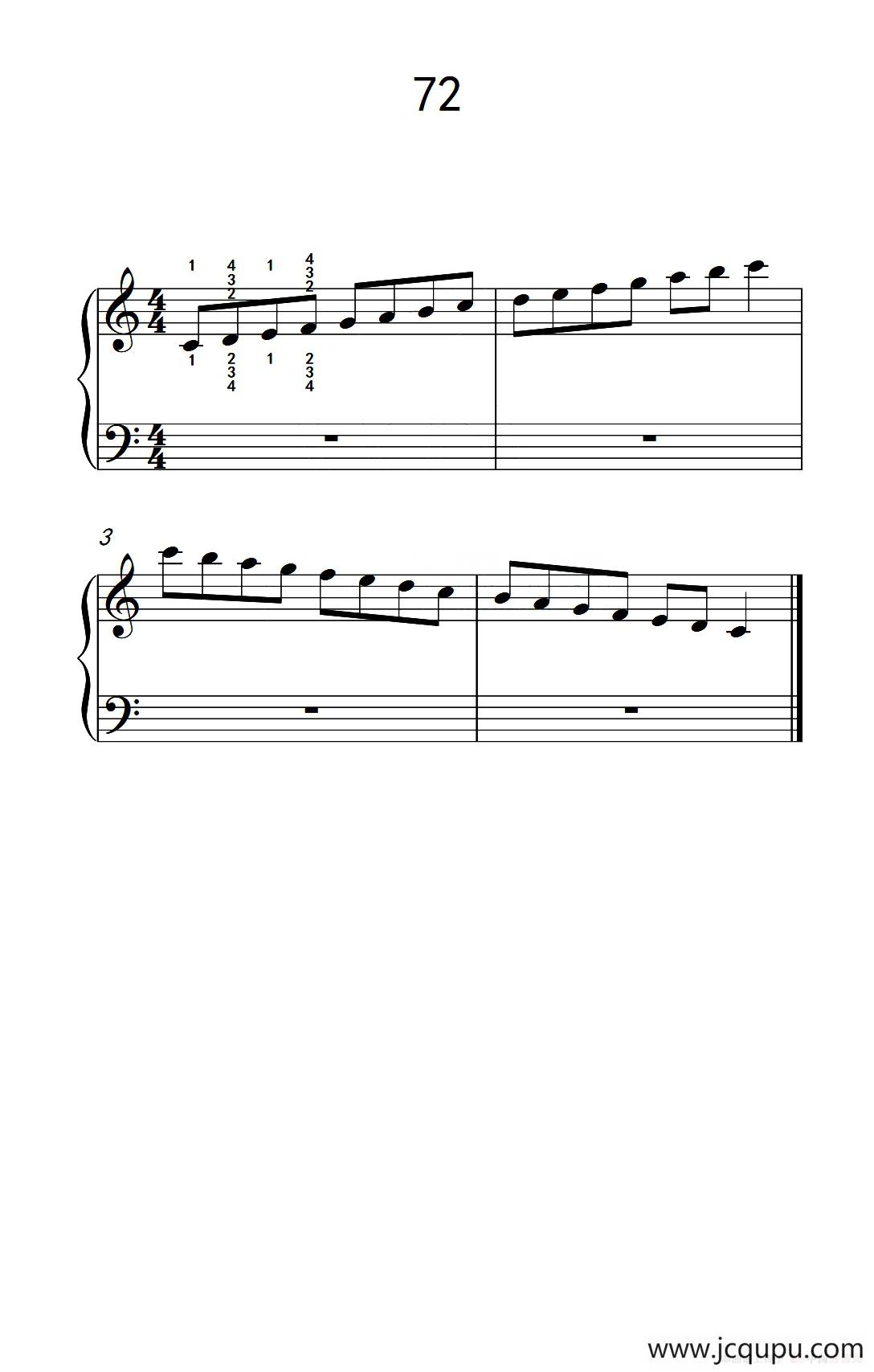 使大指灵活转动的单手练习 72（儿童钢琴手指练习 2）简谱