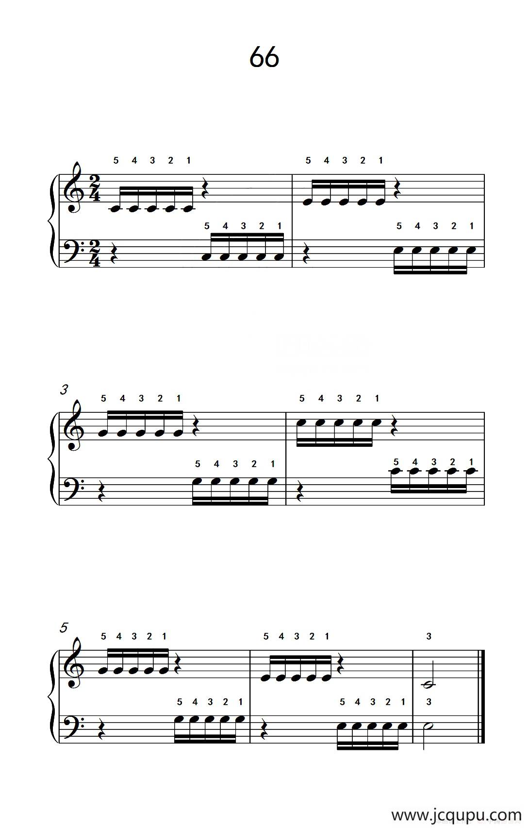 增强手腕及手指弹性的轮指练习 66（儿童钢琴手指练习 2）简谱