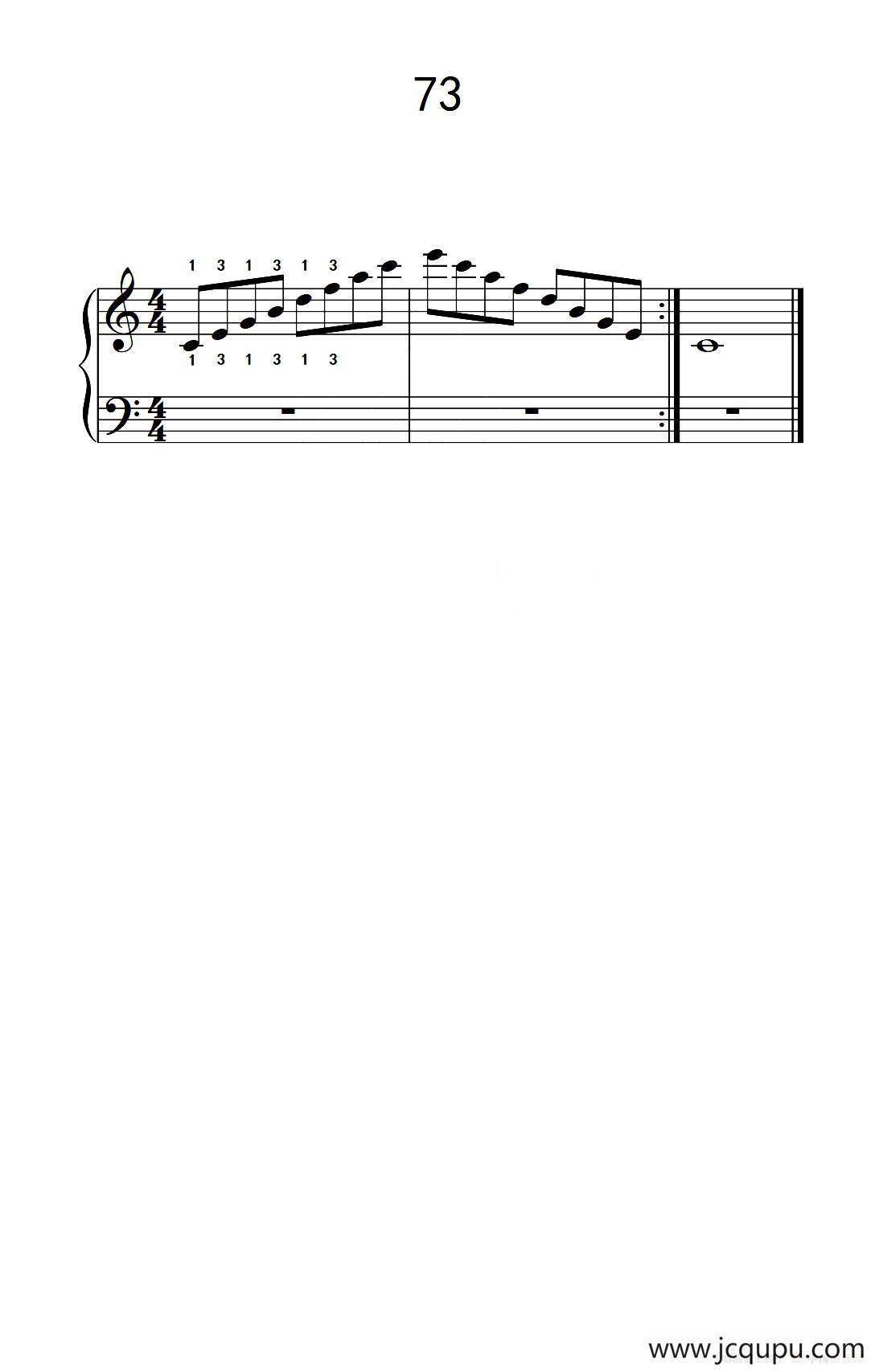 使大指灵活转动的单手练习 73（儿童钢琴手指练习 2）简谱