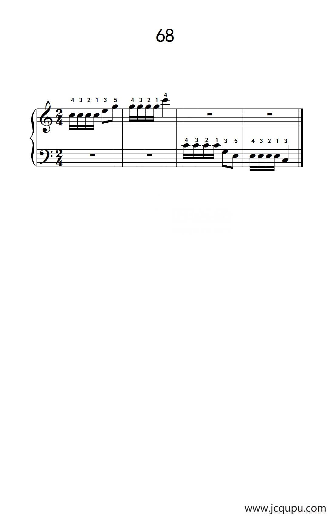 增强手腕及手指弹性的轮指练习 68（儿童钢琴手指练习 2）简谱