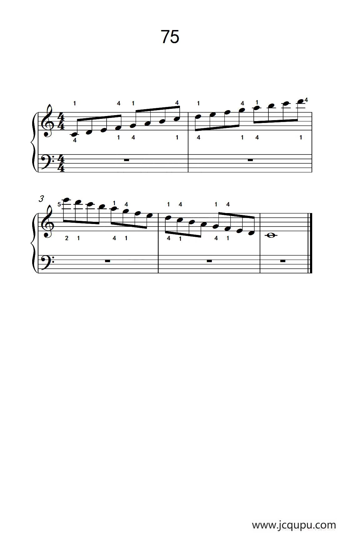 使大指灵活转动的单手练习 75（儿童钢琴手指练习 2）简谱