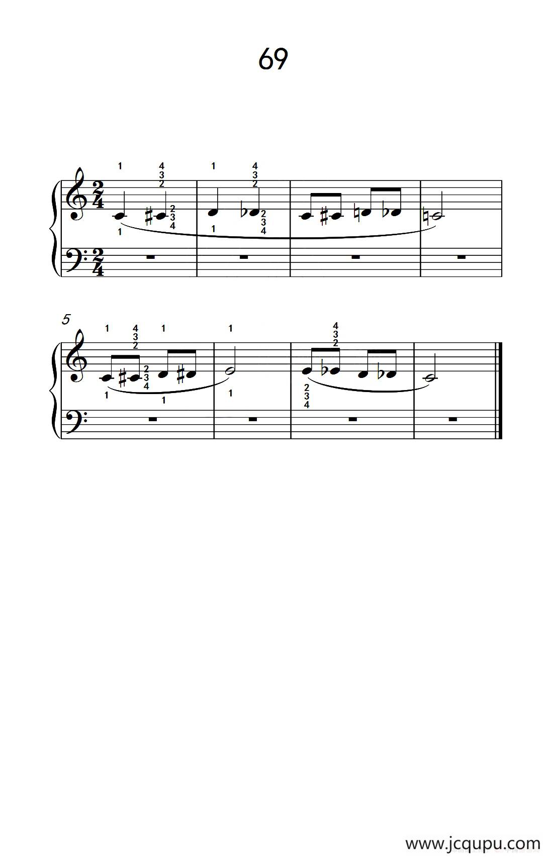 使大指灵活转动的单手练习 69（儿童钢琴手指练习 2）简谱