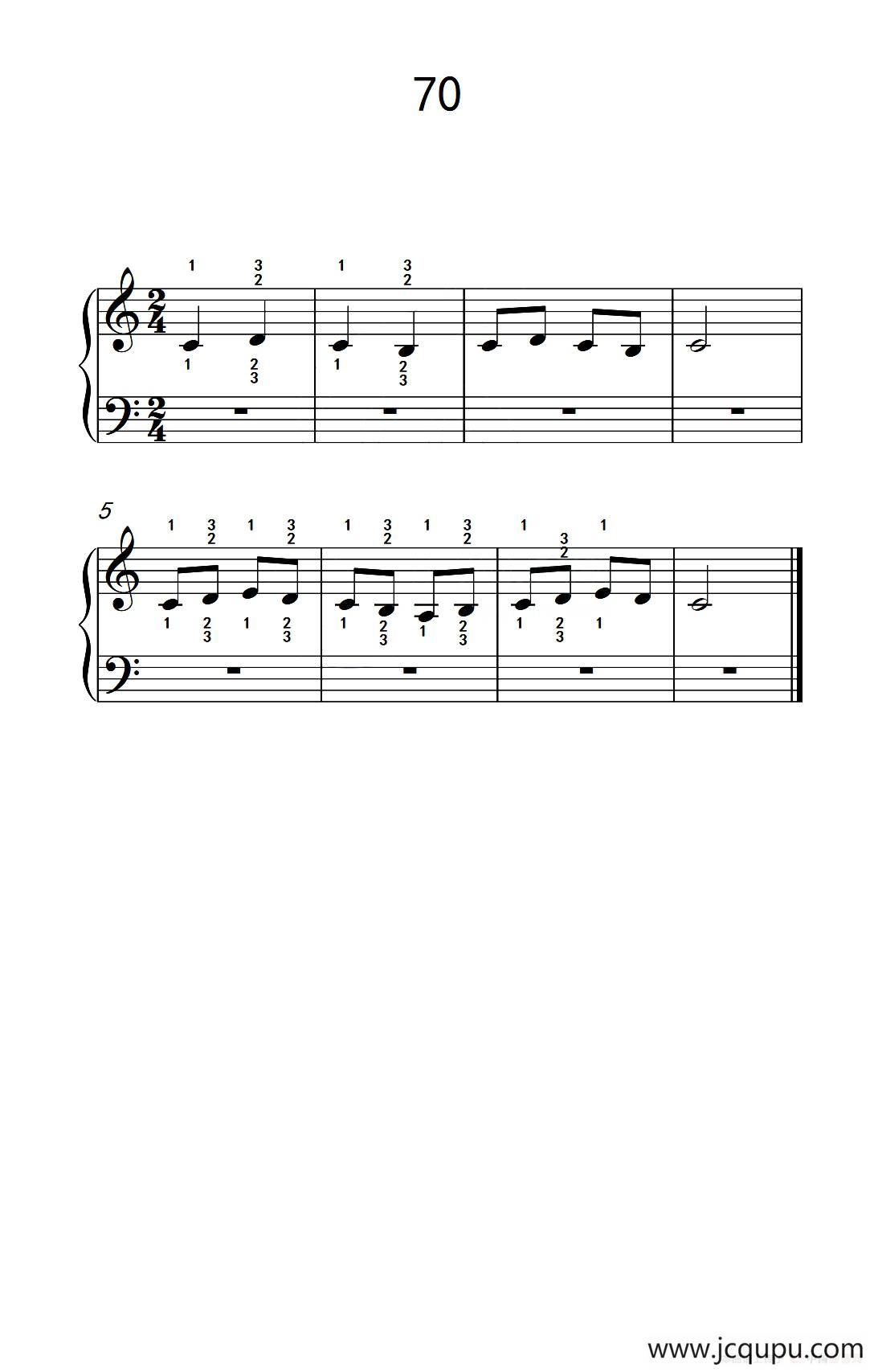 使大指灵活转动的单手练习 70（儿童钢琴手指练习 2）简谱