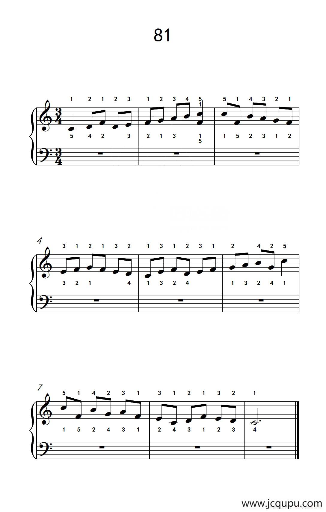 使大指灵活转动的单手练习 81（儿童钢琴手指练习 2）简谱