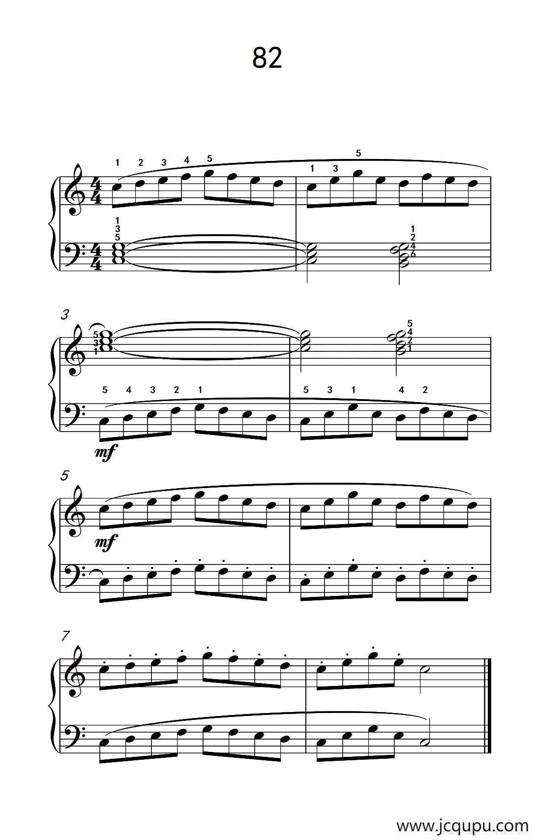 两手不同奏法的练习 82（儿童钢琴手指练习 2）简谱