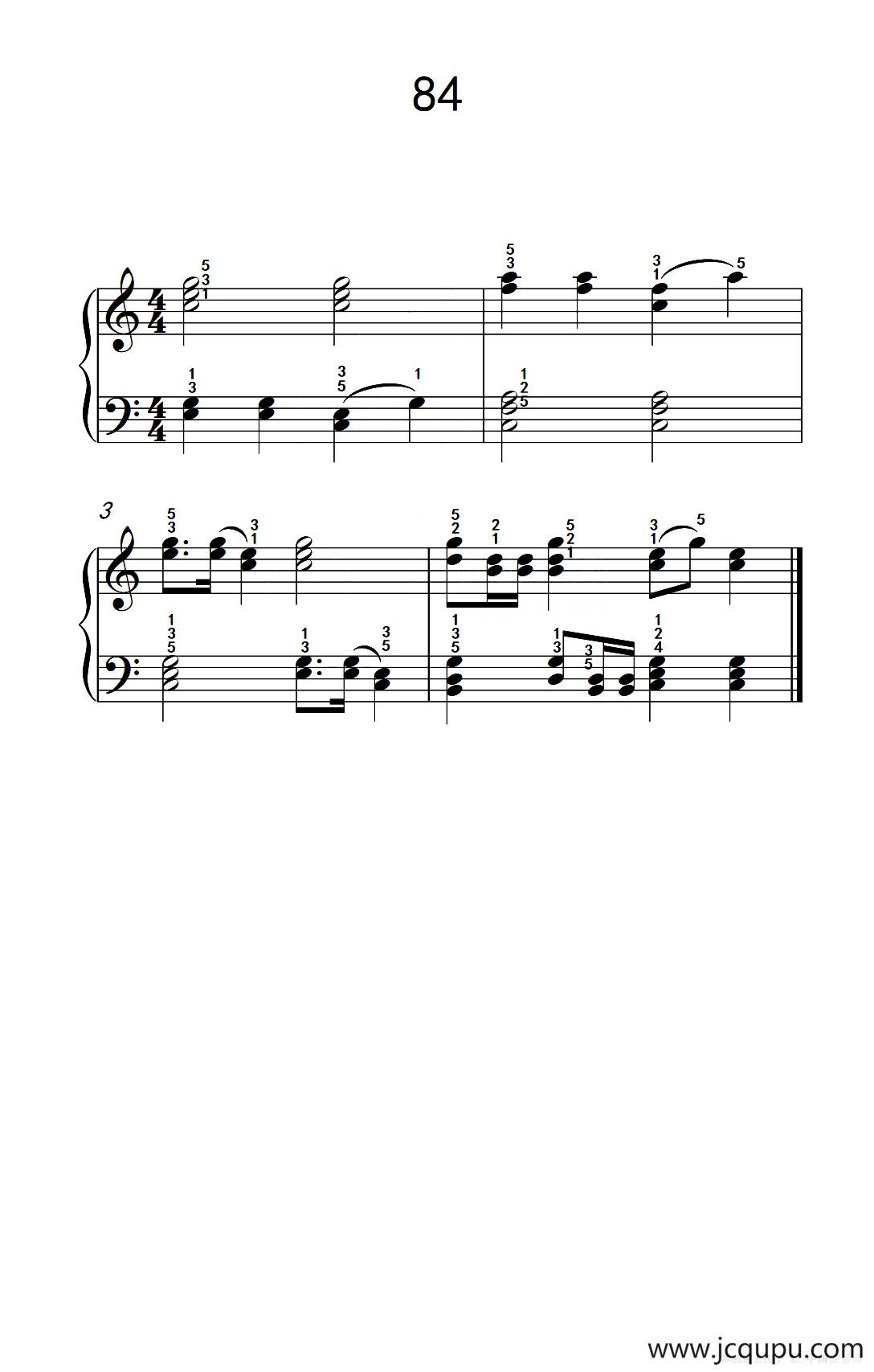 两手不同奏法的练习 84（儿童钢琴手指练习 2）简谱