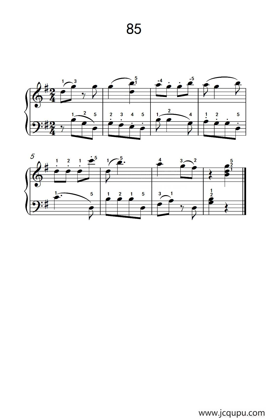 两手不同奏法的练习 85（儿童钢琴手指练习 2）简谱