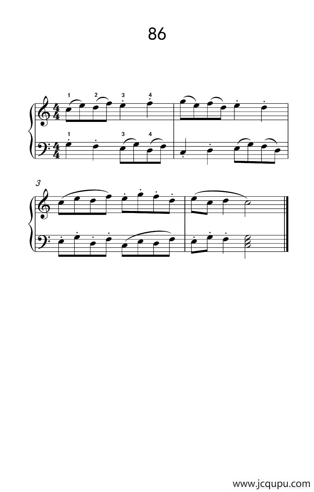 两手不同奏法的练习 86（儿童钢琴手指练习 2）简谱