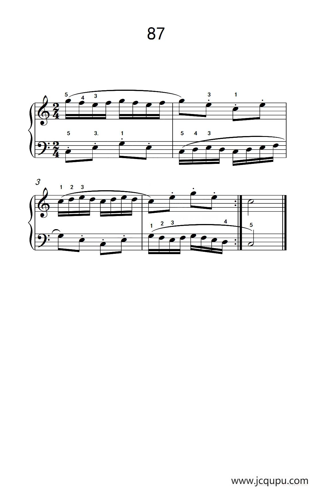 两手不同奏法的练习 87（儿童钢琴手指练习 2）简谱