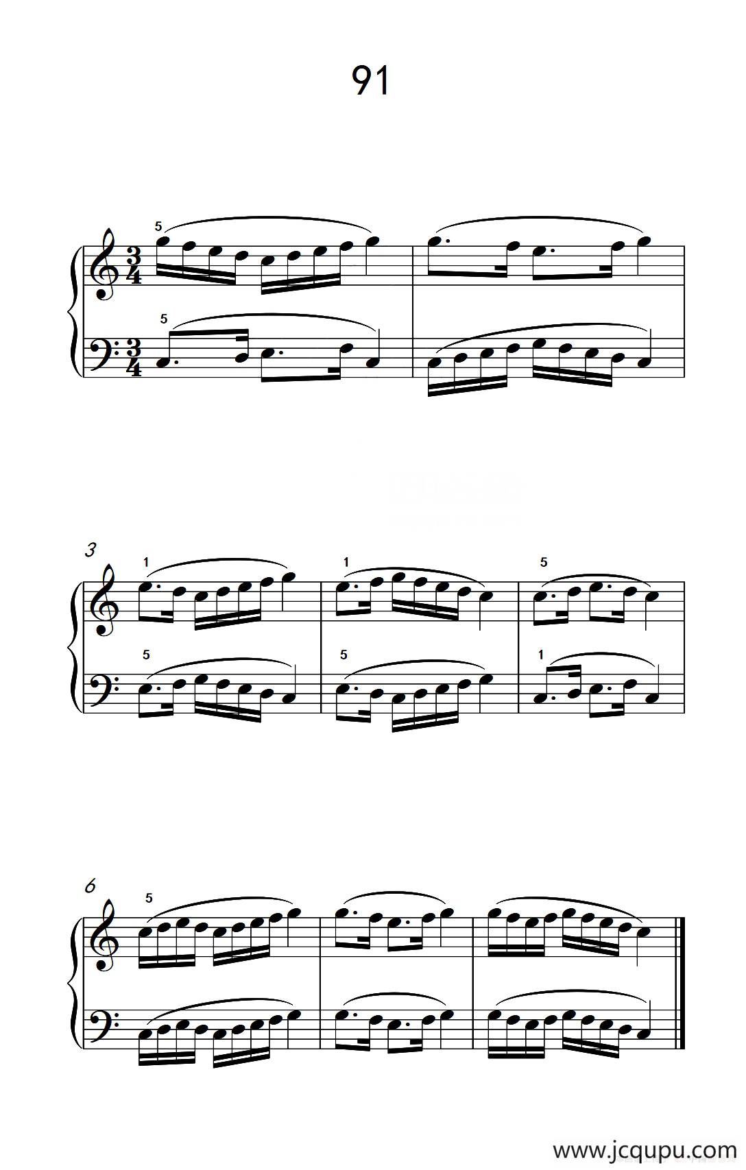 两手不同节奏的练习 91（儿童钢琴手指练习 2）简谱