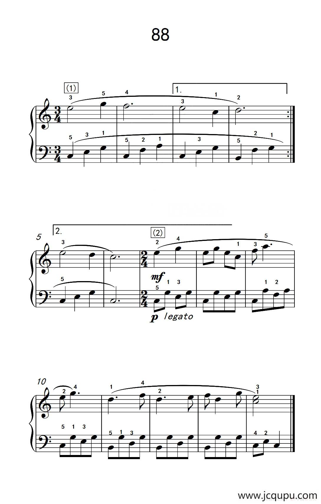 阿尔贝提固定音型伴奏练习 88（儿童钢琴手指练习 2）简谱
