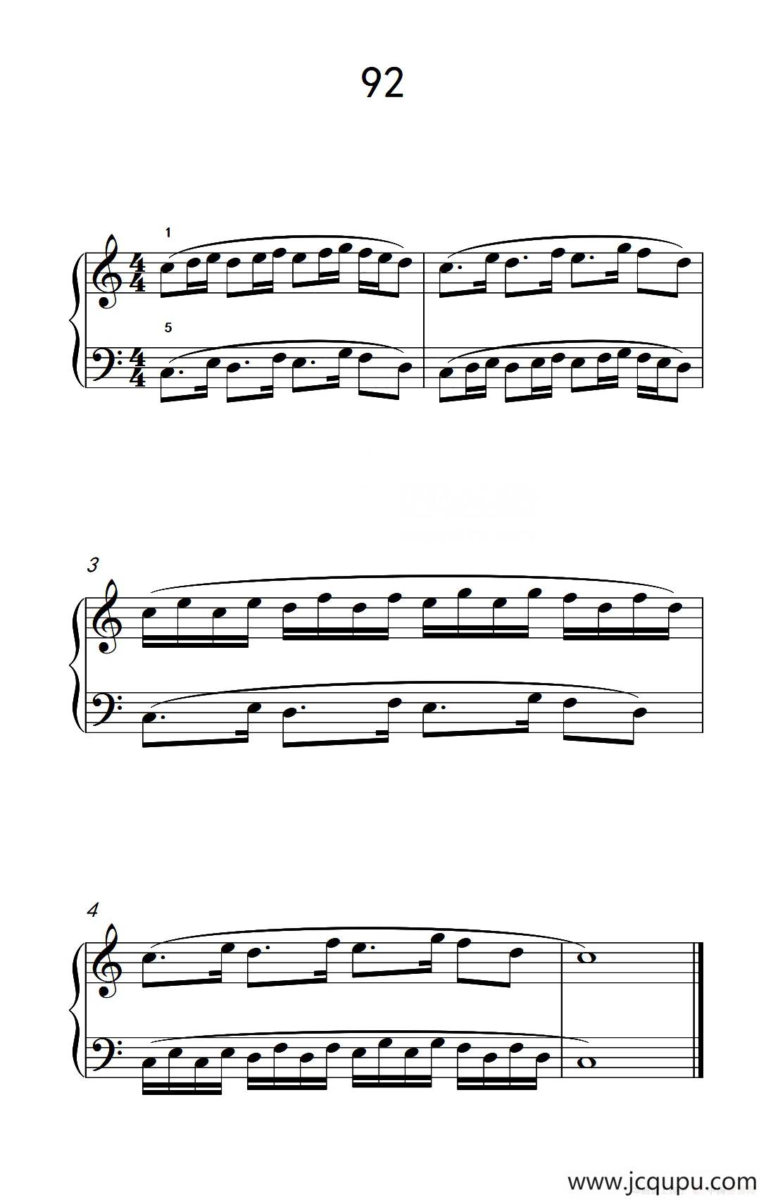两手不同节奏的练习 92（儿童钢琴手指练习 2）简谱