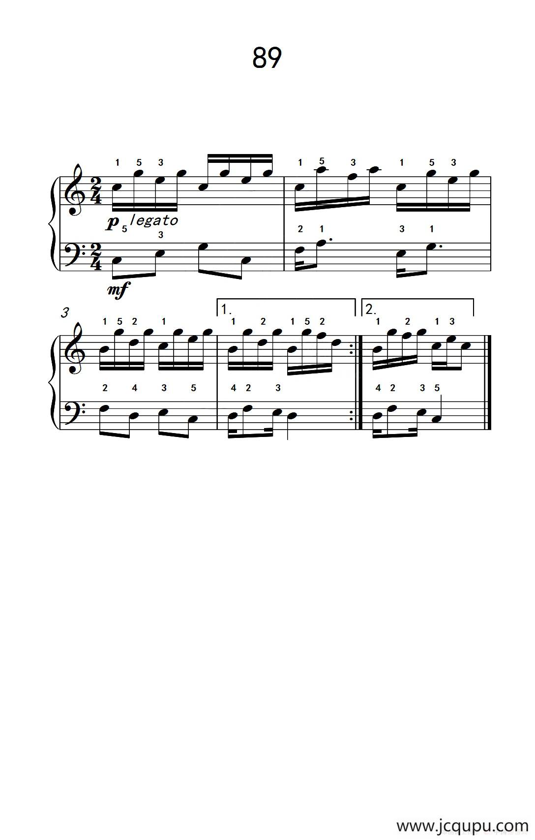 阿尔贝提固定音型伴奏练习 89（儿童钢琴手指练习 2）简谱