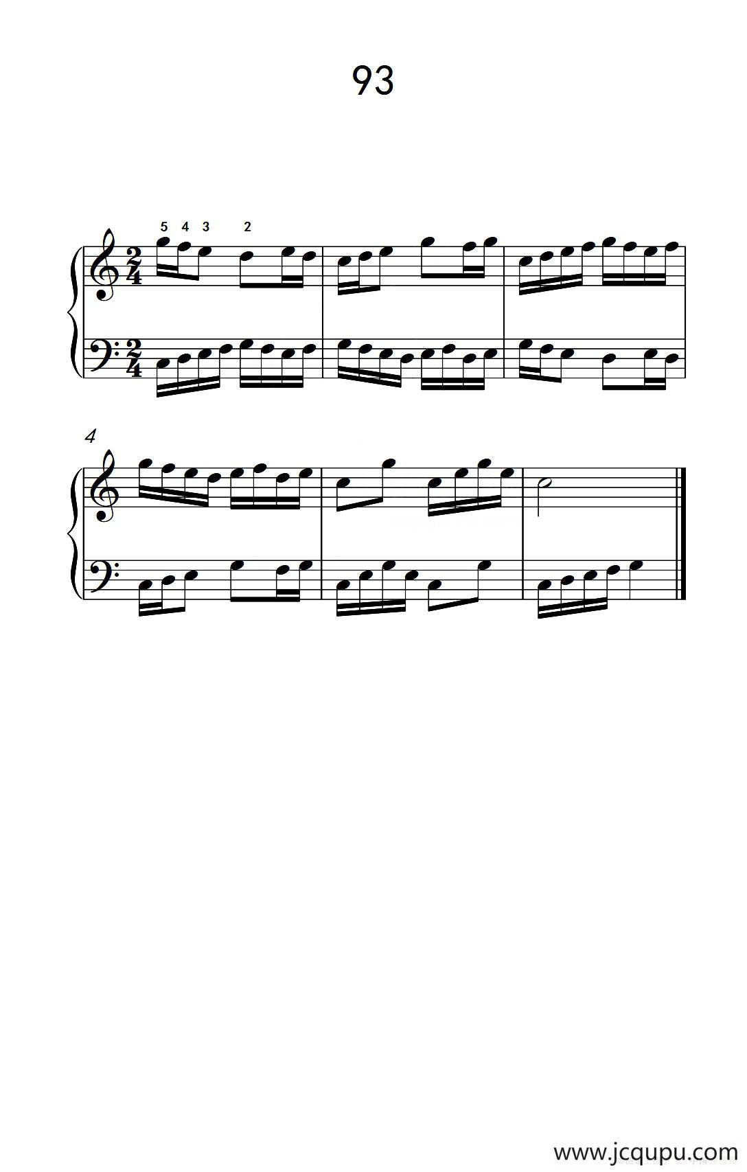 两手不同节奏的练习 93（儿童钢琴手指练习 2）简谱