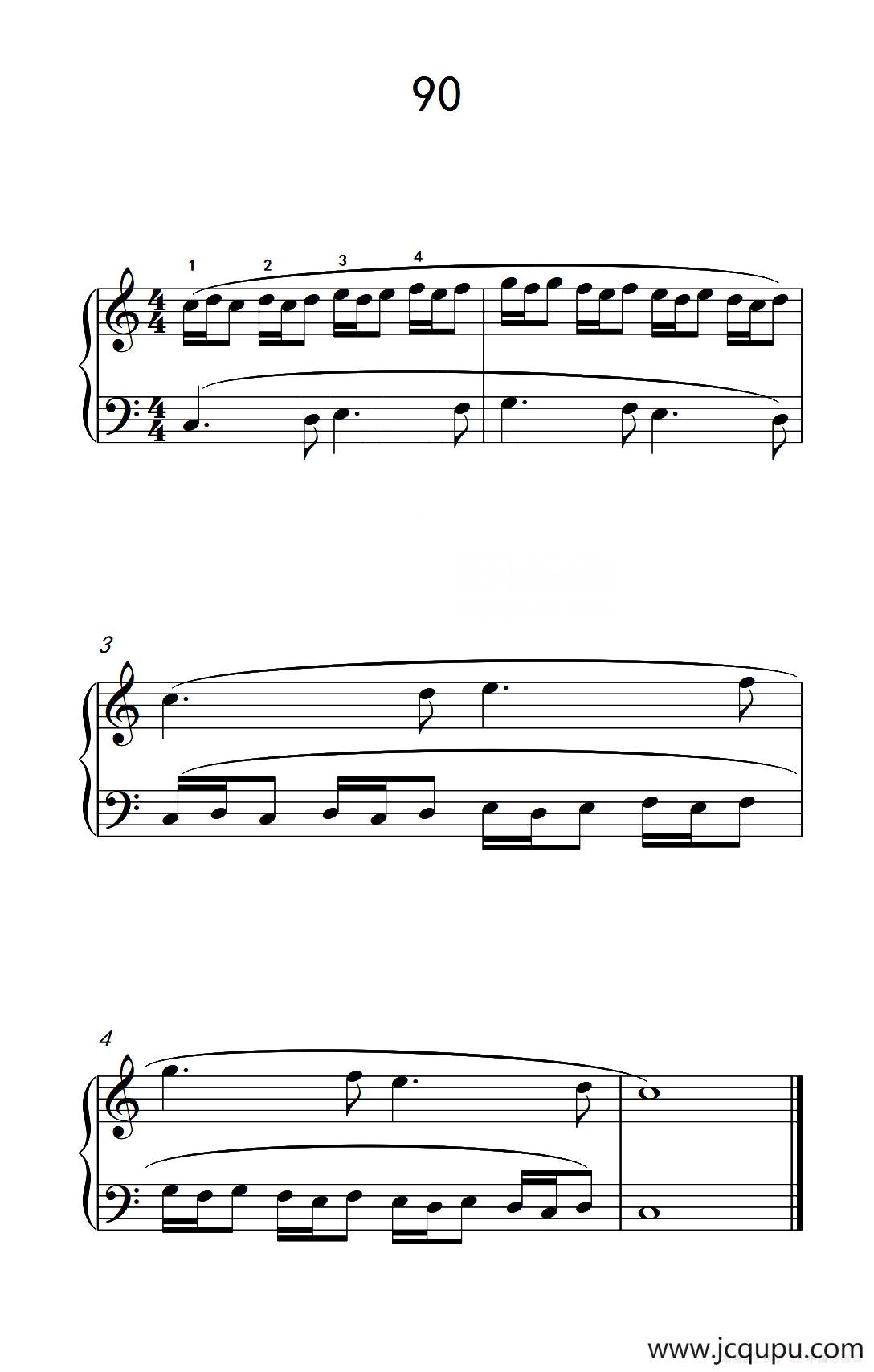 两手不同节奏的练习 90（儿童钢琴手指练习 2）简谱