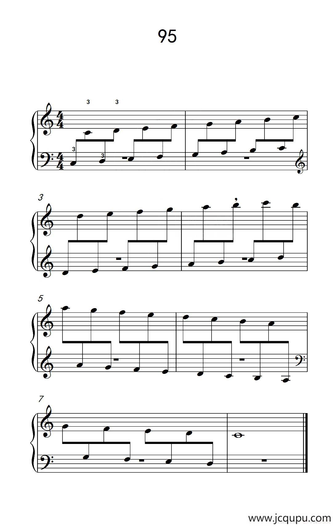 两手交替或交错弹奏的练习 95（儿童钢琴手指练习 2）简谱