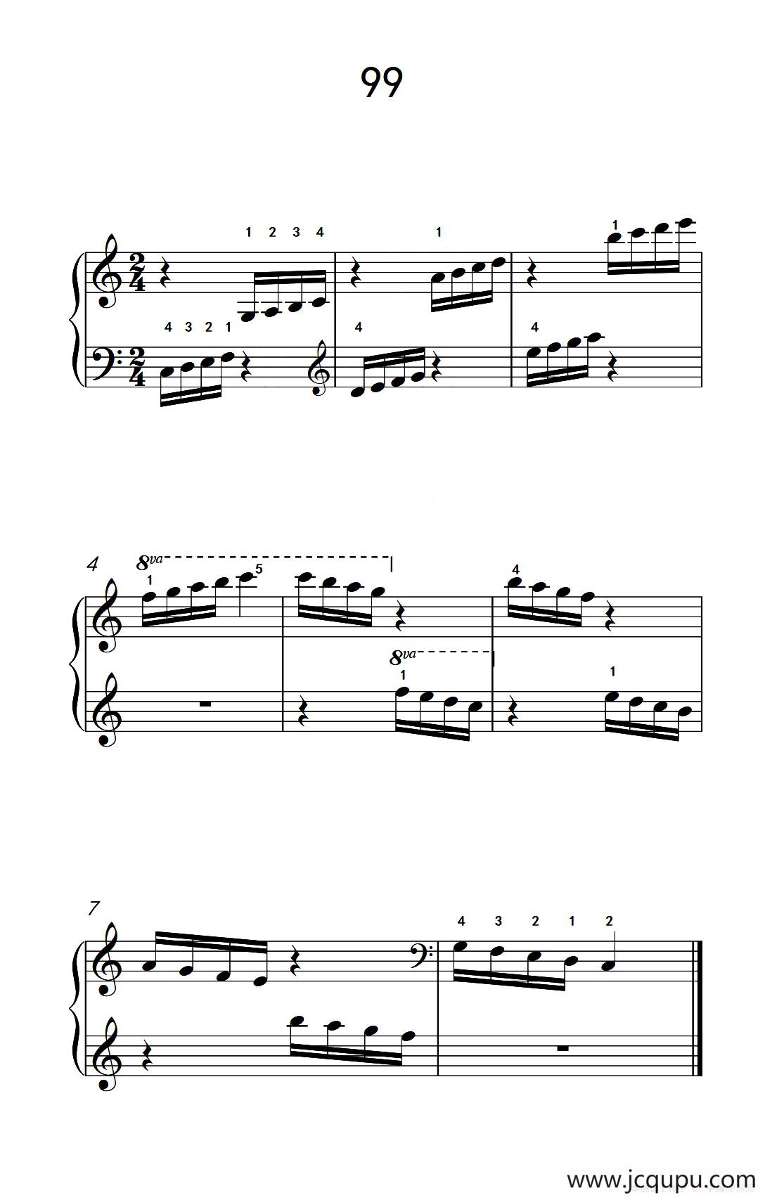 两手交替或交错弹奏的练习 99（儿童钢琴手指练习 2）简谱
