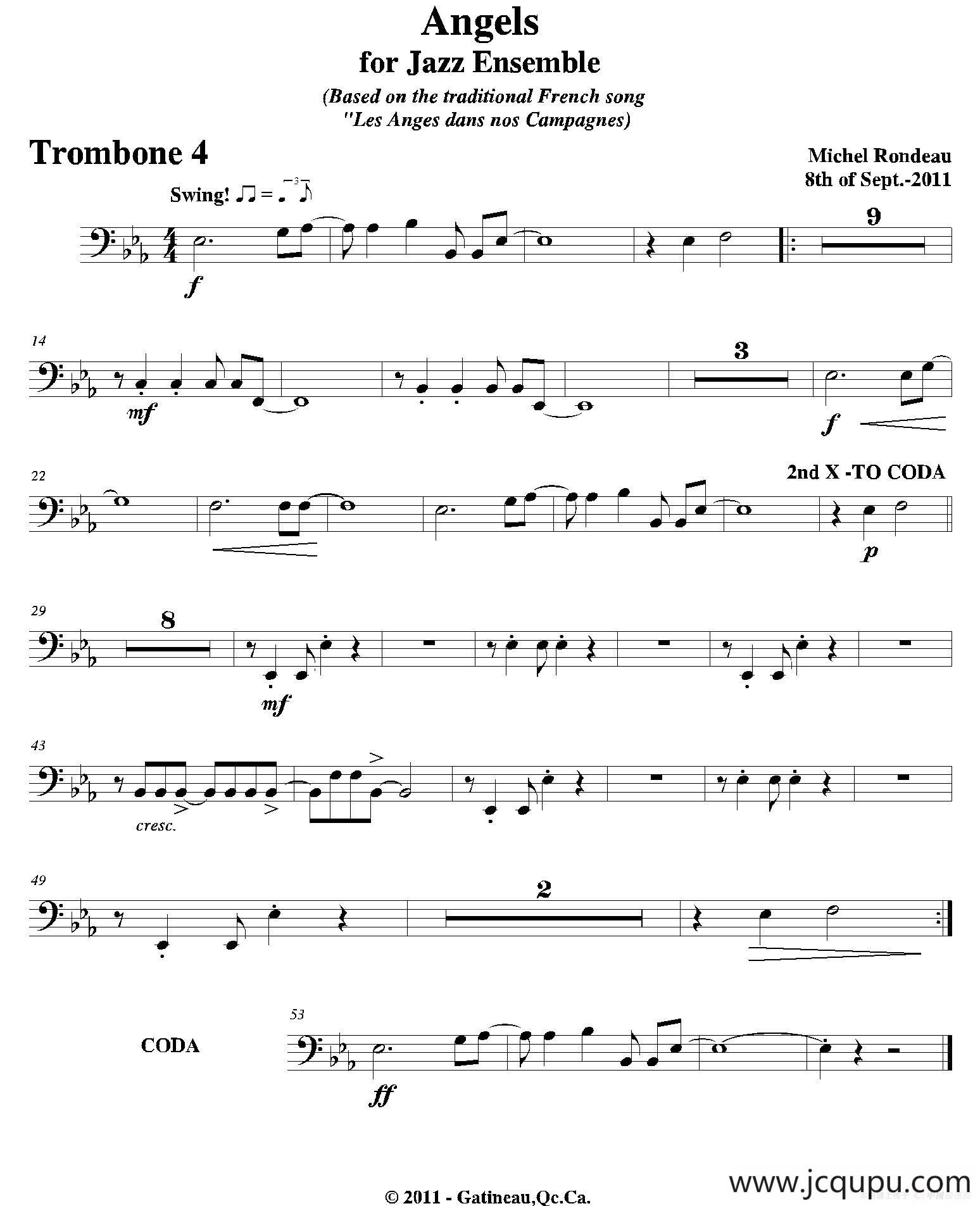 Angels for Jazz Ensemble（第四长号分谱）简谱