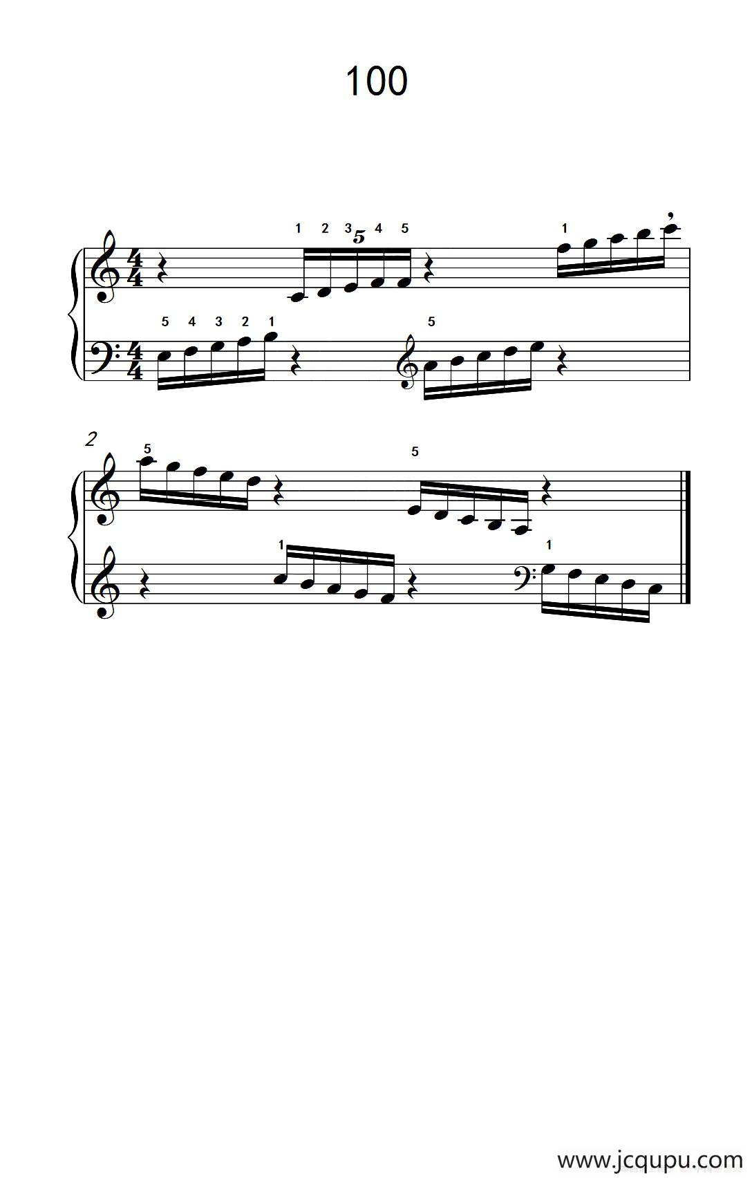 两手交替或交错弹奏的练习 100（儿童钢琴手指练习 2）简谱