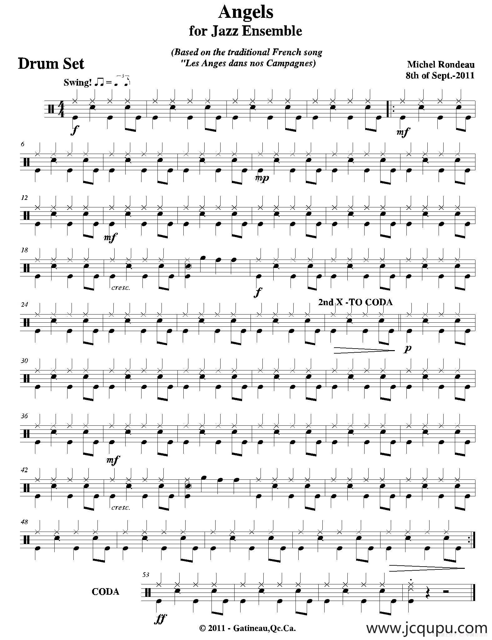 Angels for Jazz Ensemble（爵士鼓分谱）简谱