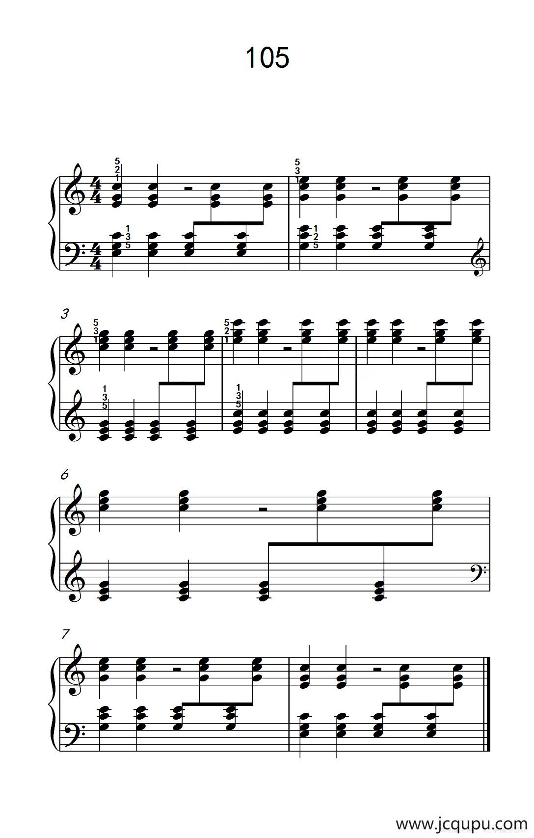 两手交替或交错弹奏的练习 105（儿童钢琴手指练习 2）简谱