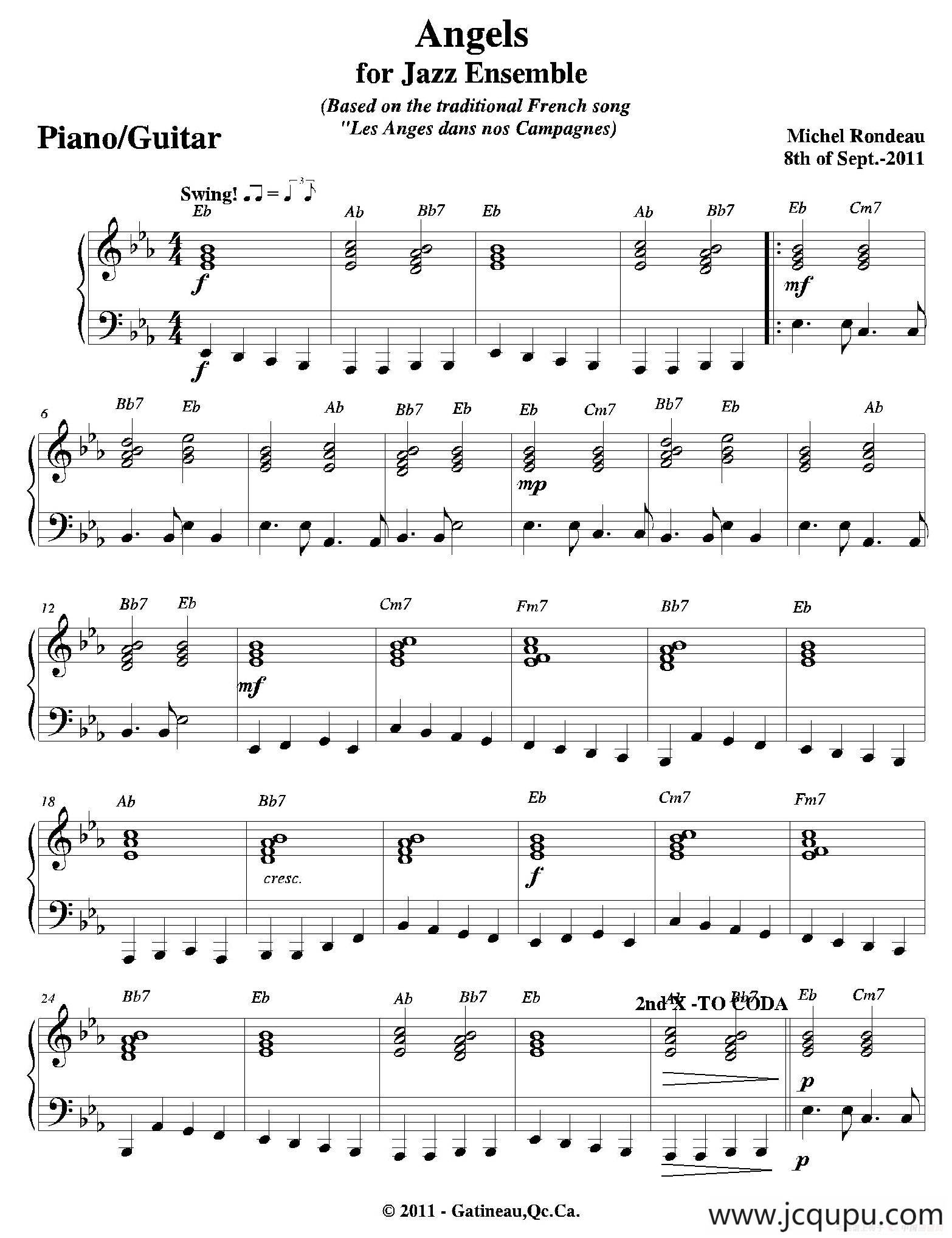 Angels for Jazz Ensemble（钢琴、吉他分谱）简谱