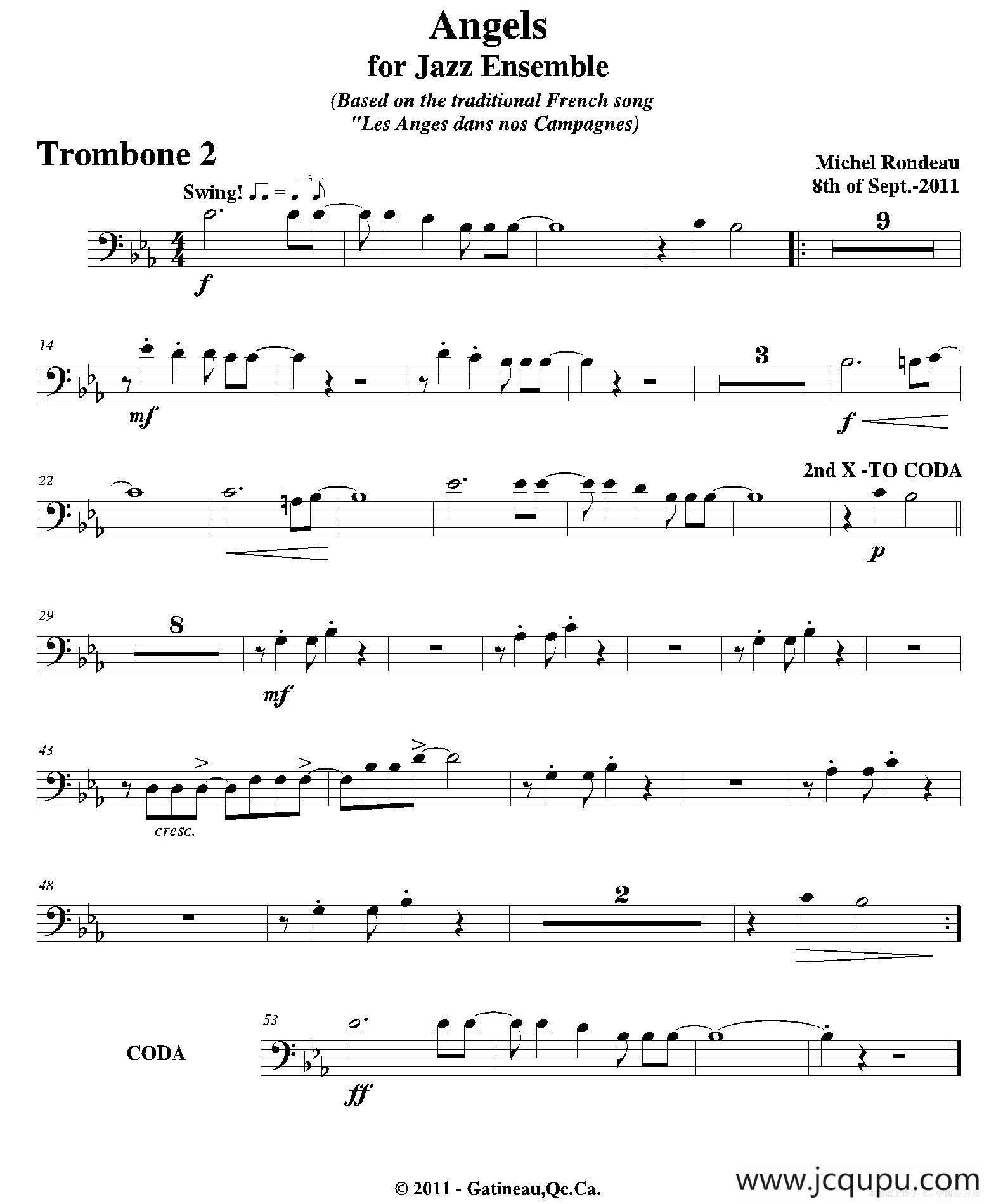 Angels for Jazz Ensemble（第二长号分谱）简谱