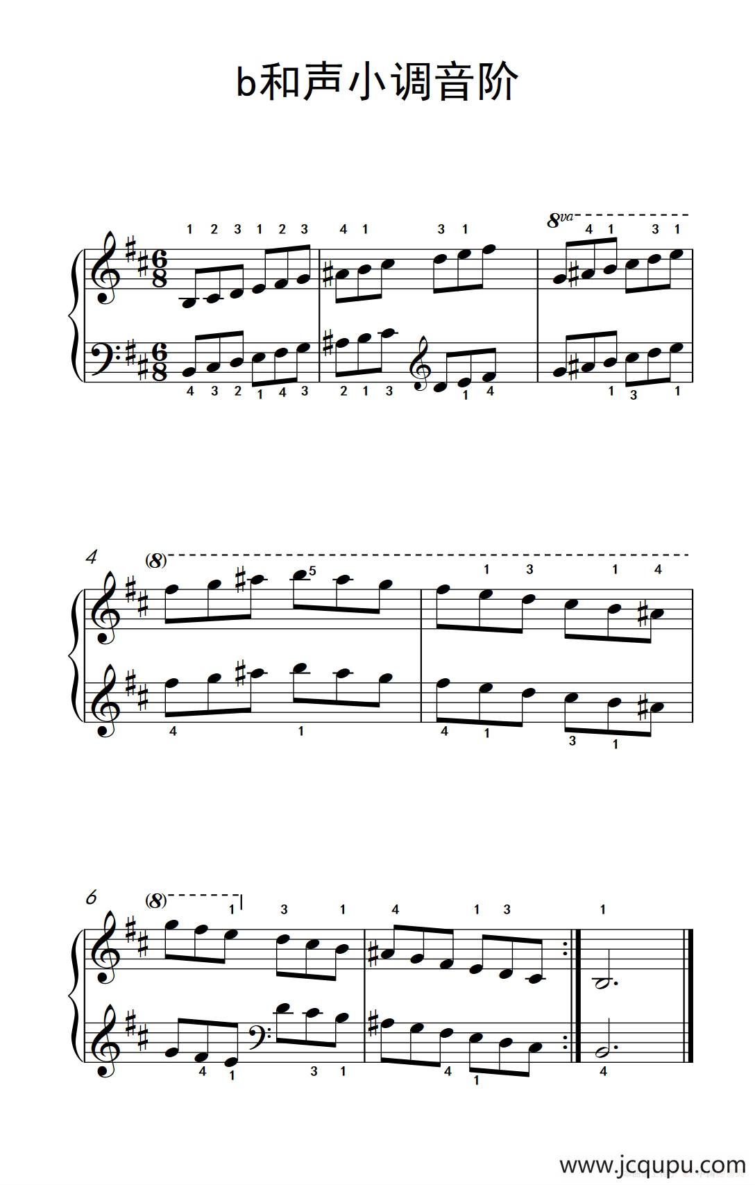 第三级 9.b和声小调音阶（中央音乐学院 钢琴（业余）考级教程 1-3级）简谱