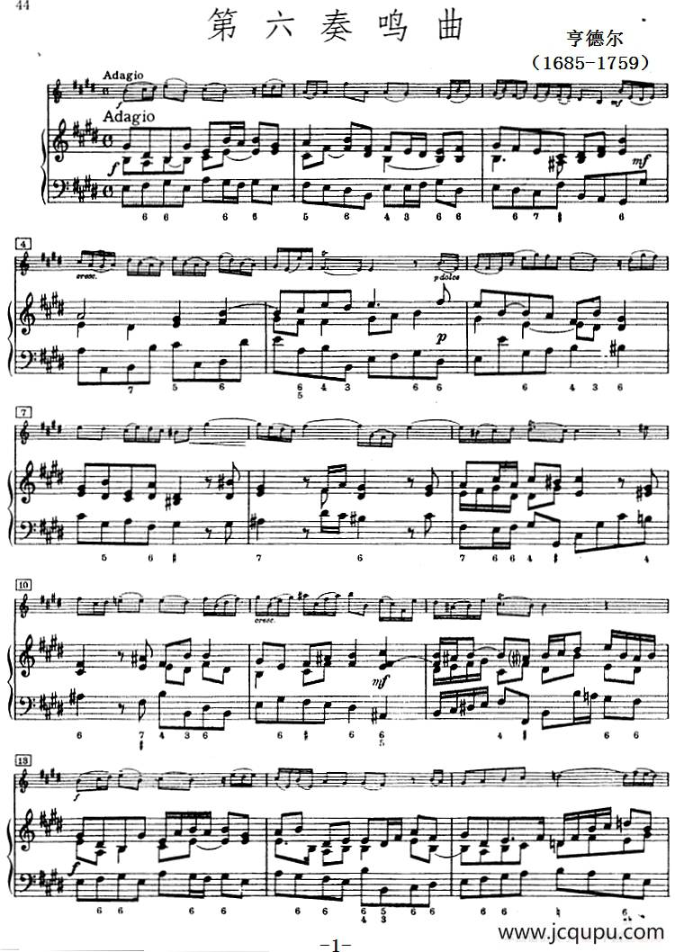 第六奏鸣曲（小提琴+钢琴）简谱
