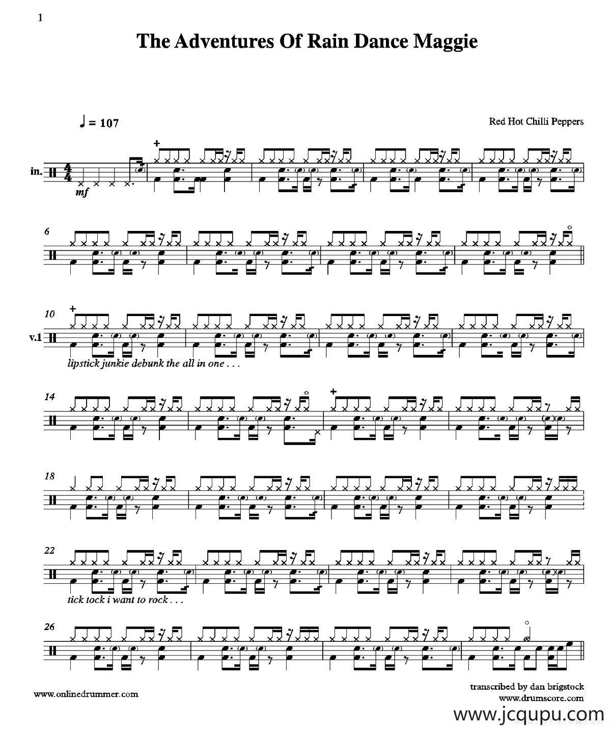 The Adventures Of Rain Dance Maggie（鼓谱）简谱