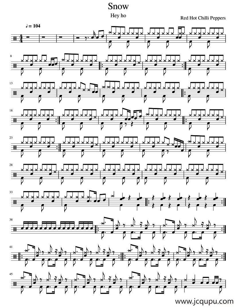 Snow（鼓谱）简谱