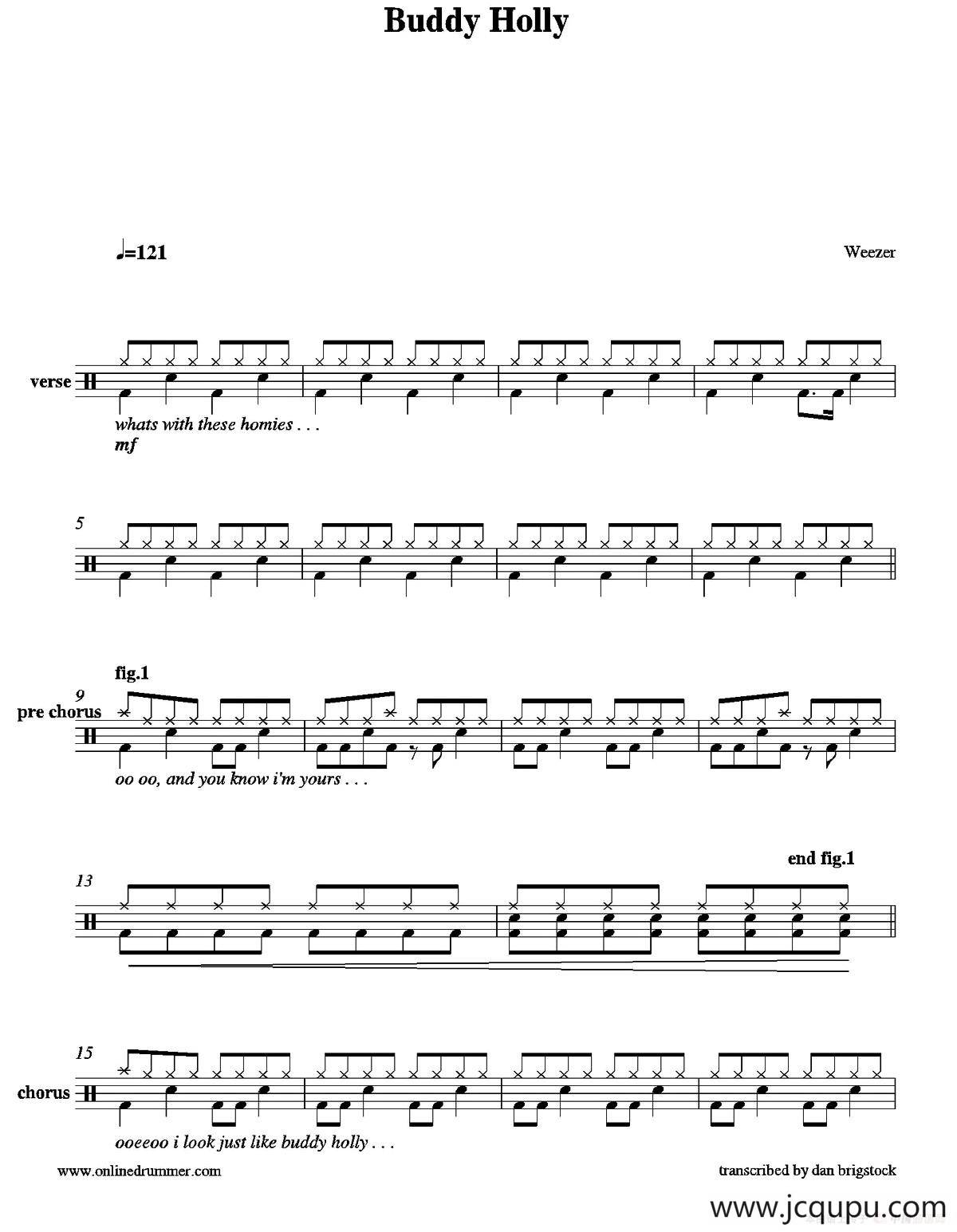 Buddy Holly（鼓谱）简谱