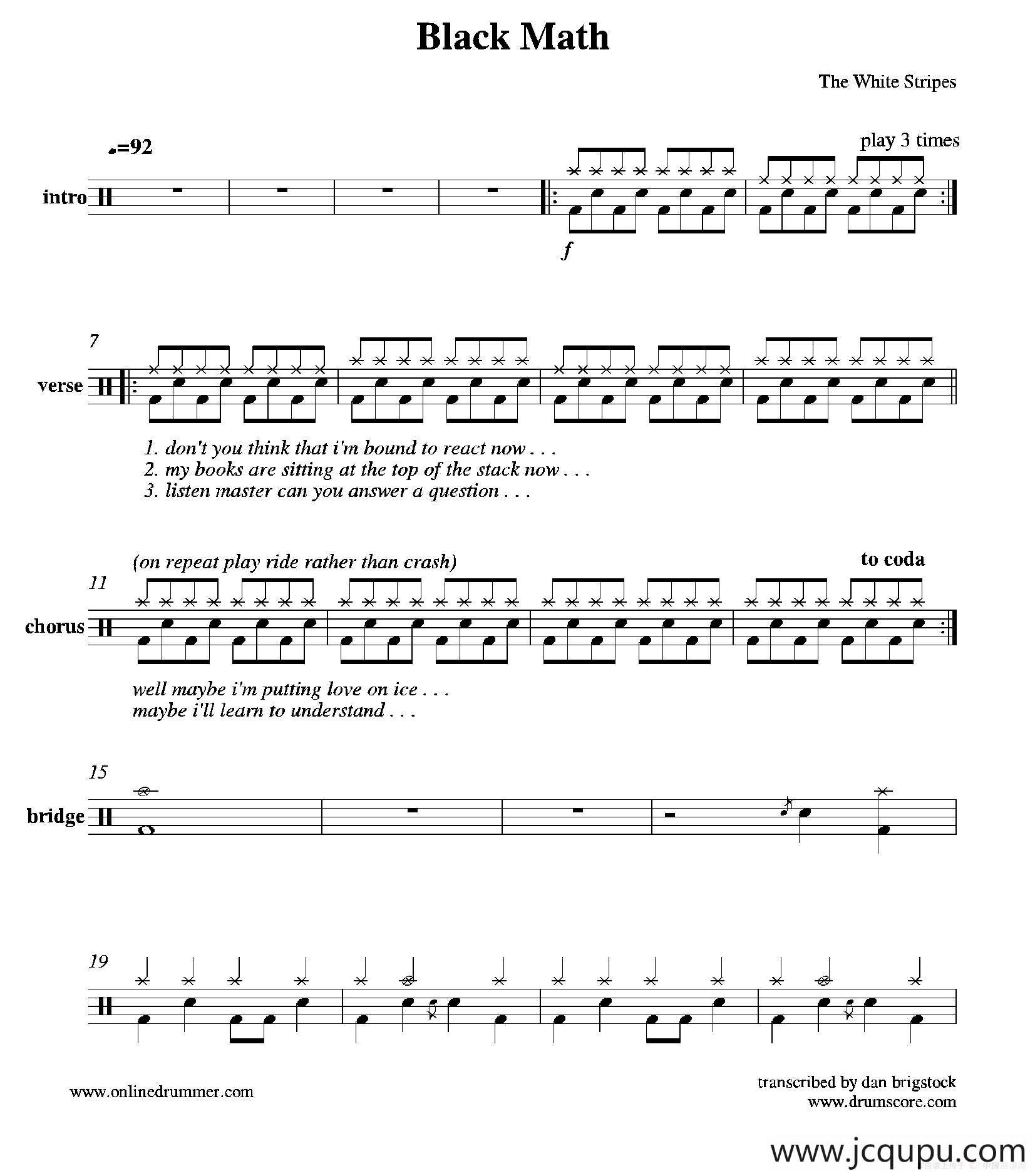 Black Math（鼓谱）简谱