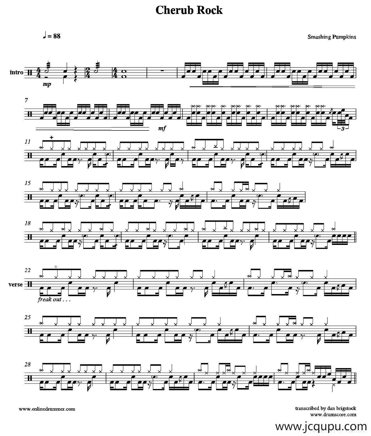 Cherub Rock（鼓谱）简谱