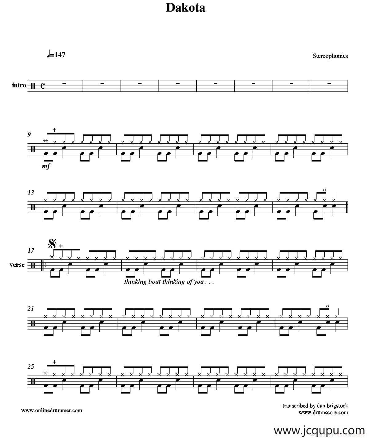 Dakota（鼓谱）简谱